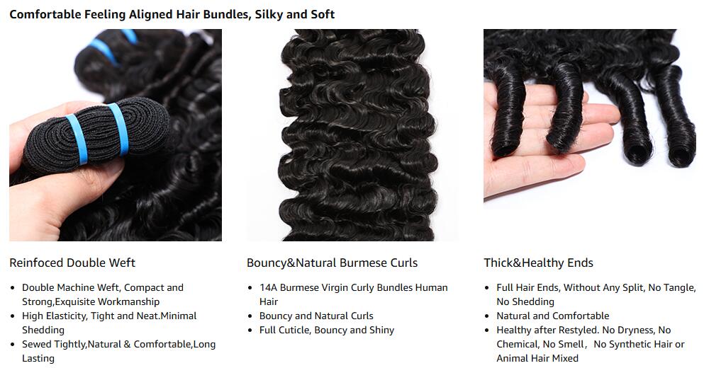 【Hot】Lemoda Burmese Curly Bundles Human Hair 100% Unprocessed Virgin Hair Bundles Deals Human Hair Extensions 15A Raw Burmese Curly Natural Black Human Hair Bundles for Black Women