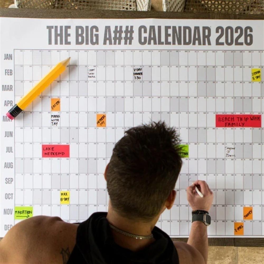 2026 Dry-Erase Wall Calendar, Includes 100 Sticky Notes in 5 Colors & 2 Pens, Oversized Annual Planner for Home, Office, School