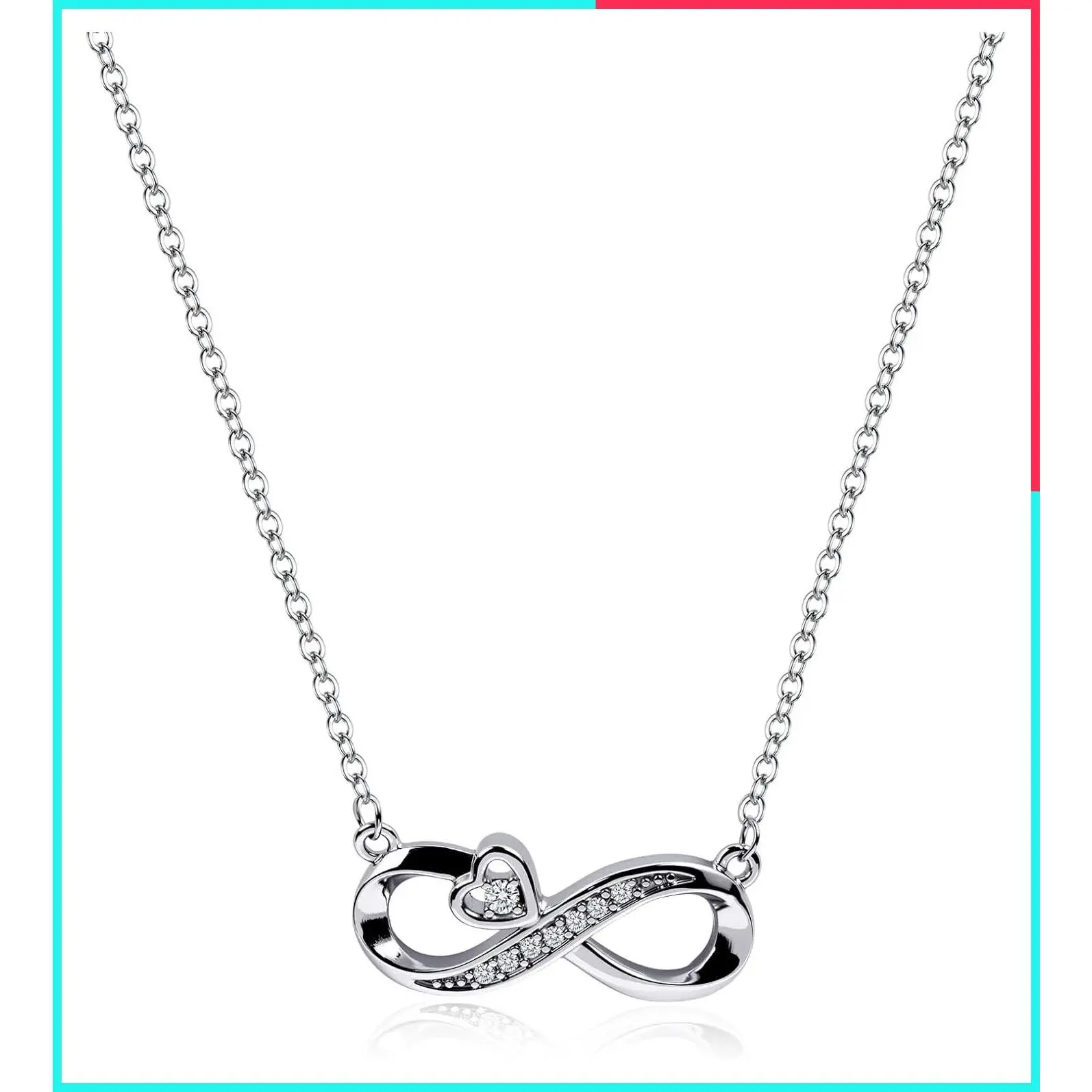 Silver Plated Infinity Heart Necklaces for Women, Hypoallergenic Cubic Zirconia Dainty Jewelry, Gift for Mom