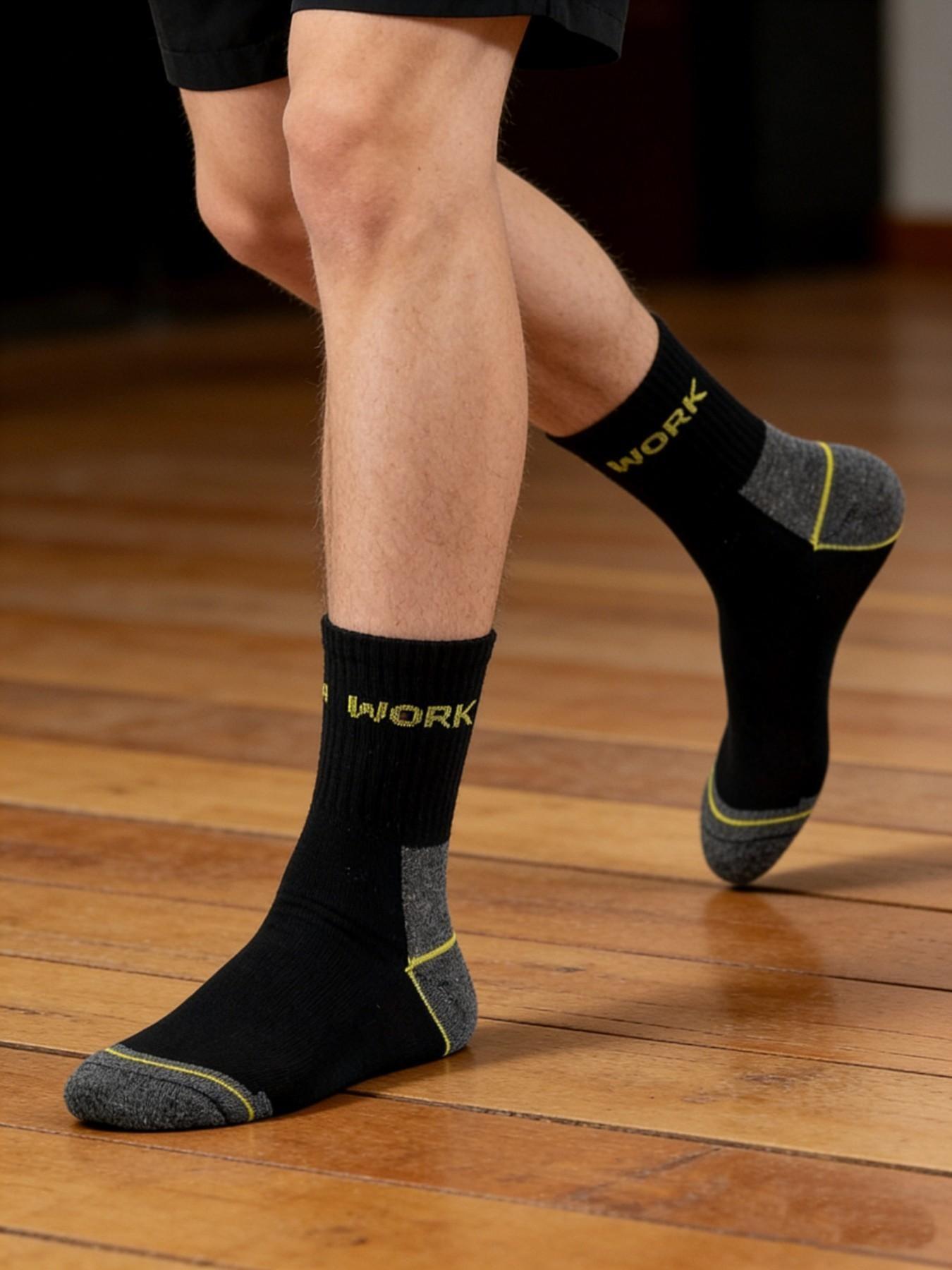 20 Pairs Value Pack Men's Youth Big Size Crew Socks , Work Letter Color Block Moisture Wicking Breathable Basketball Casual Socks