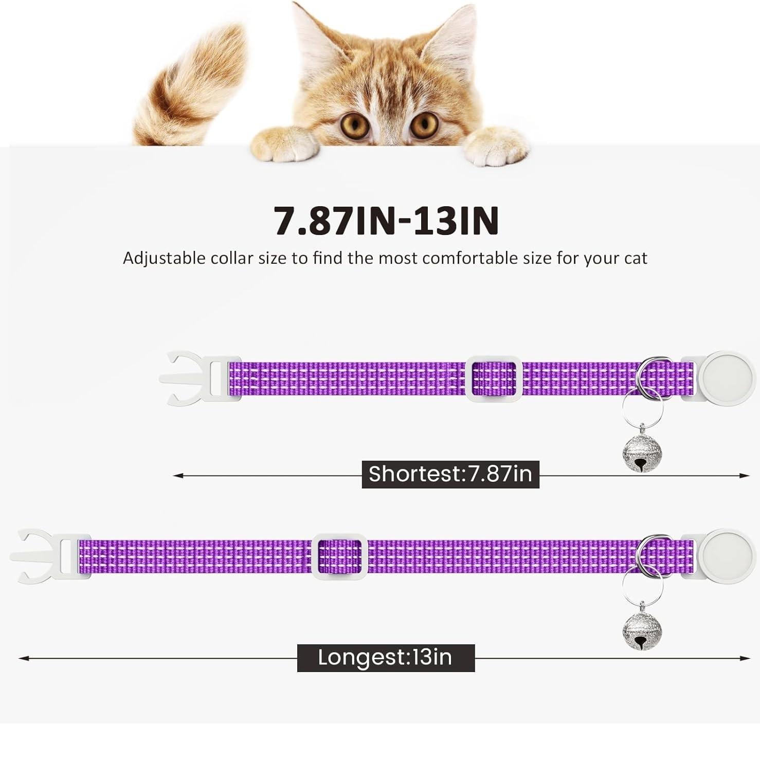 1PC Breakaway Cat Collar, 3-Thread Reflective Pet Collar with Bell, Adjustable Anti-Choke for Kittens & Small Dogs