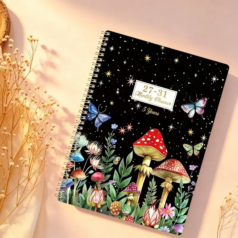 2027-2031 Monthly Planner/Calendar - January 2027 to December 2031, 5-Year Monthly Planner, Colorful Mushroom, Floral, and Starry Sky Theme Cover Diary, Yearly and Monthly Planning, Monthly Tabs, 60-Month Calendar, 5.5 x 8.3 inch Thick Paper, Elastic Cove
