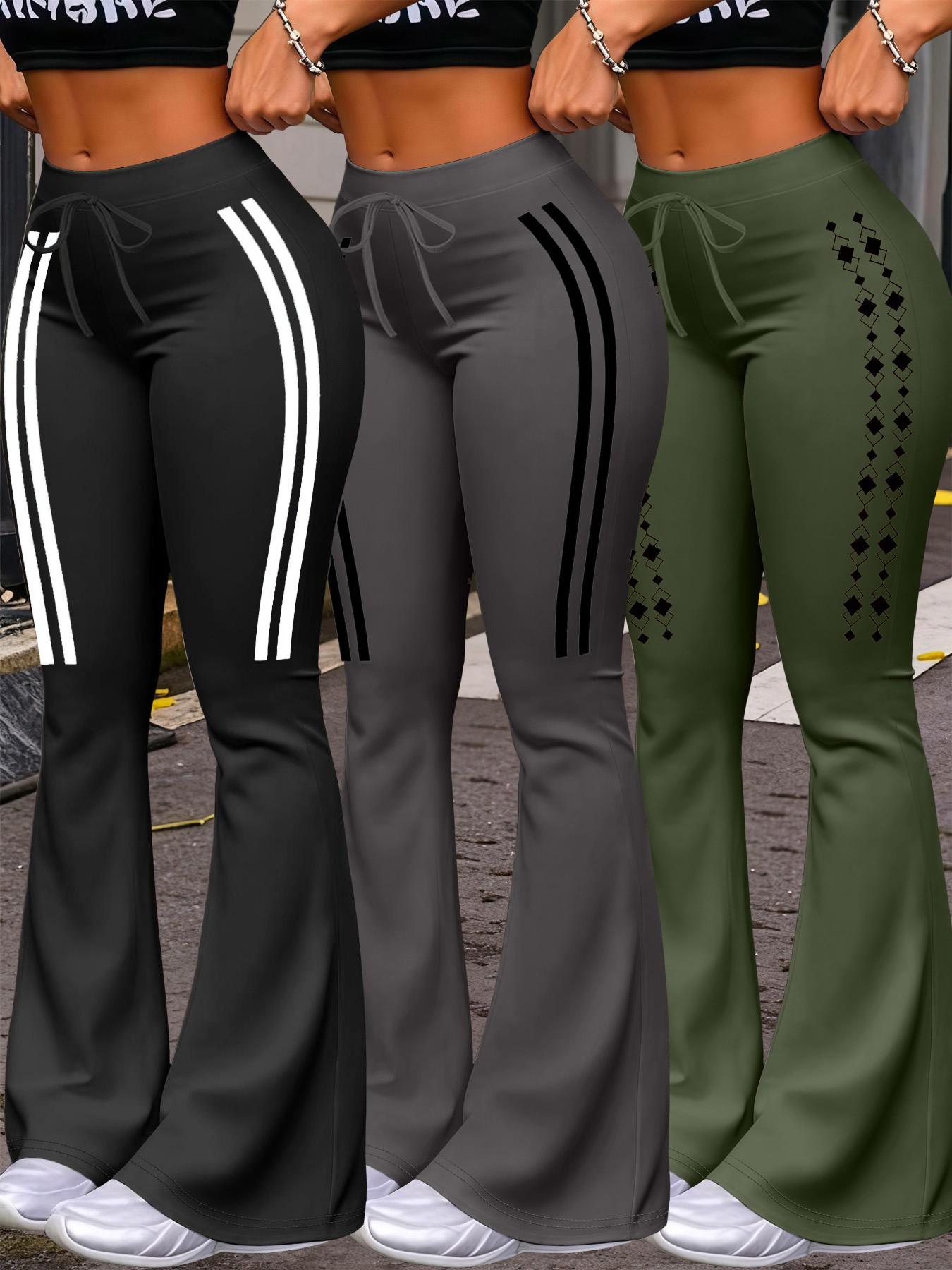 Women's Casual Fashion Long Pants, Unique Print, Fit, Drawstring Waist, Milk Silk Yoga Pants, All-Season Wide Leg Jogger Pants