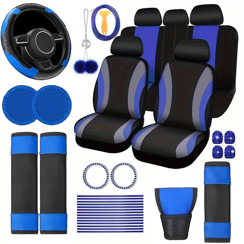 45-Piece Luxury Car Seat & Interior Set: Car Interior Decoration, Polyester 5-Seater Seat Covers, Plush Hanging Charms, PU Leather Steering Wheel Cover, Shoulder Pads, Gear Shift Cover, and Other Decorative Items; Fits Most Sedan and SUV Models 45-Piece Luxury Car Seat & Interior Set: Car Interior Decoration, Polyester 5-Seater Seat Covers, Plush Hanging Charms, PU Leather Steering Wheel Cover, Shoulder Pads, Gear Shift Cover, and Other Decorative Items; Fits Most Sedan and SUV Models