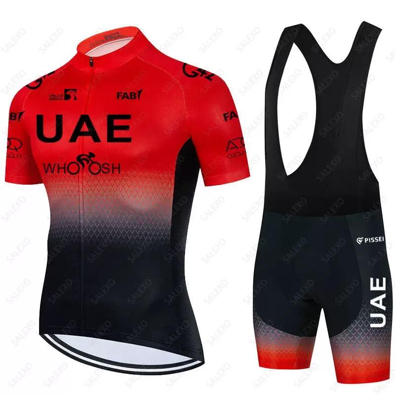 Men's outdoor cycling road bike UAE cycling set - breathable cycling shirt with three rear pockets, cycling shorts, quick-drying men's cycling top and shorts set
