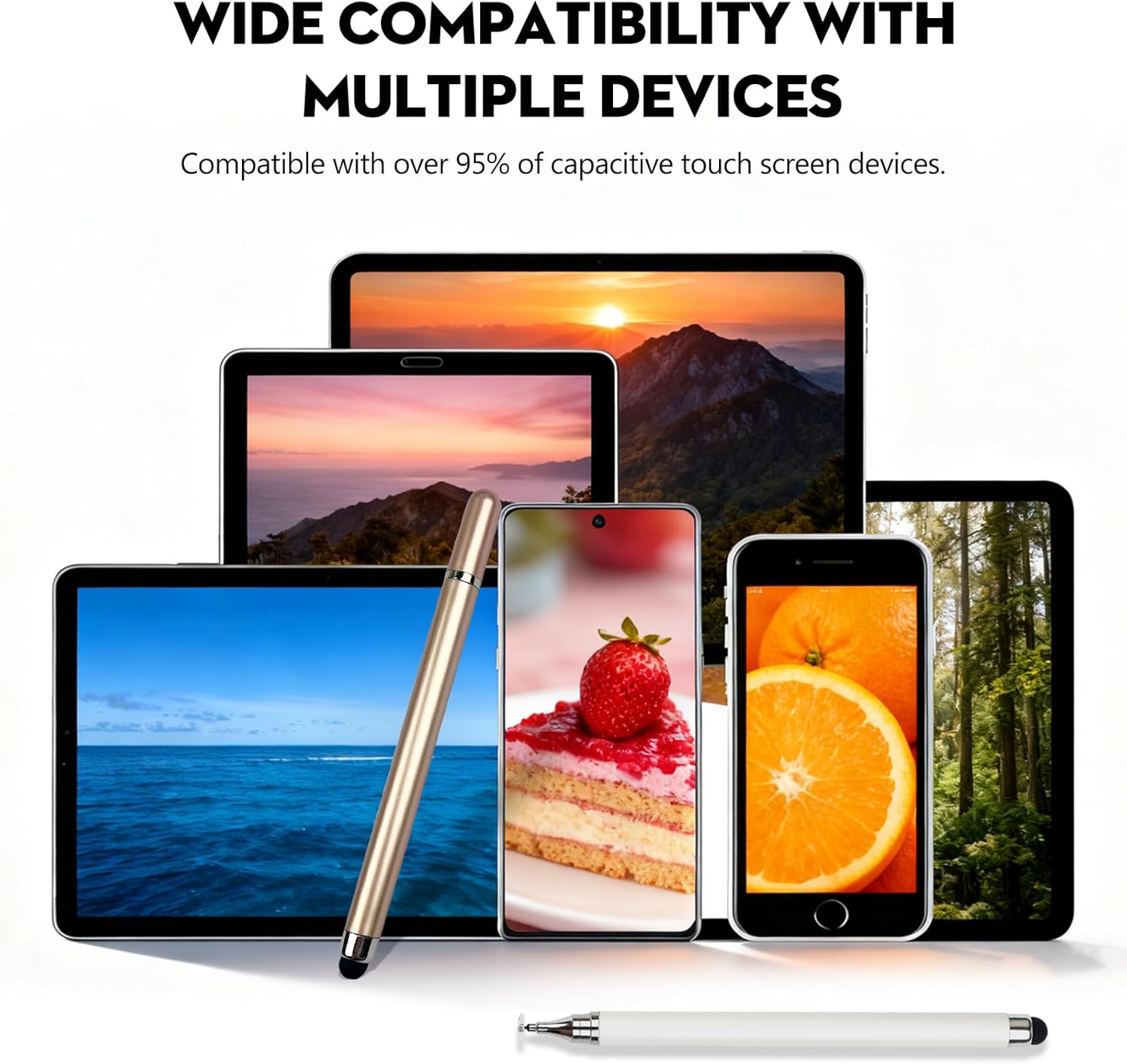3-Pack Plastic Electronic Stylus Pens with 1 Pack with 3 Colors, 2-in-1 Precision Disc Tip Accessories for All Touchscreen Devices, Compatible with Android, iOS, Tablets, Smartphones, Computer - Ideal for Writing, Drawing