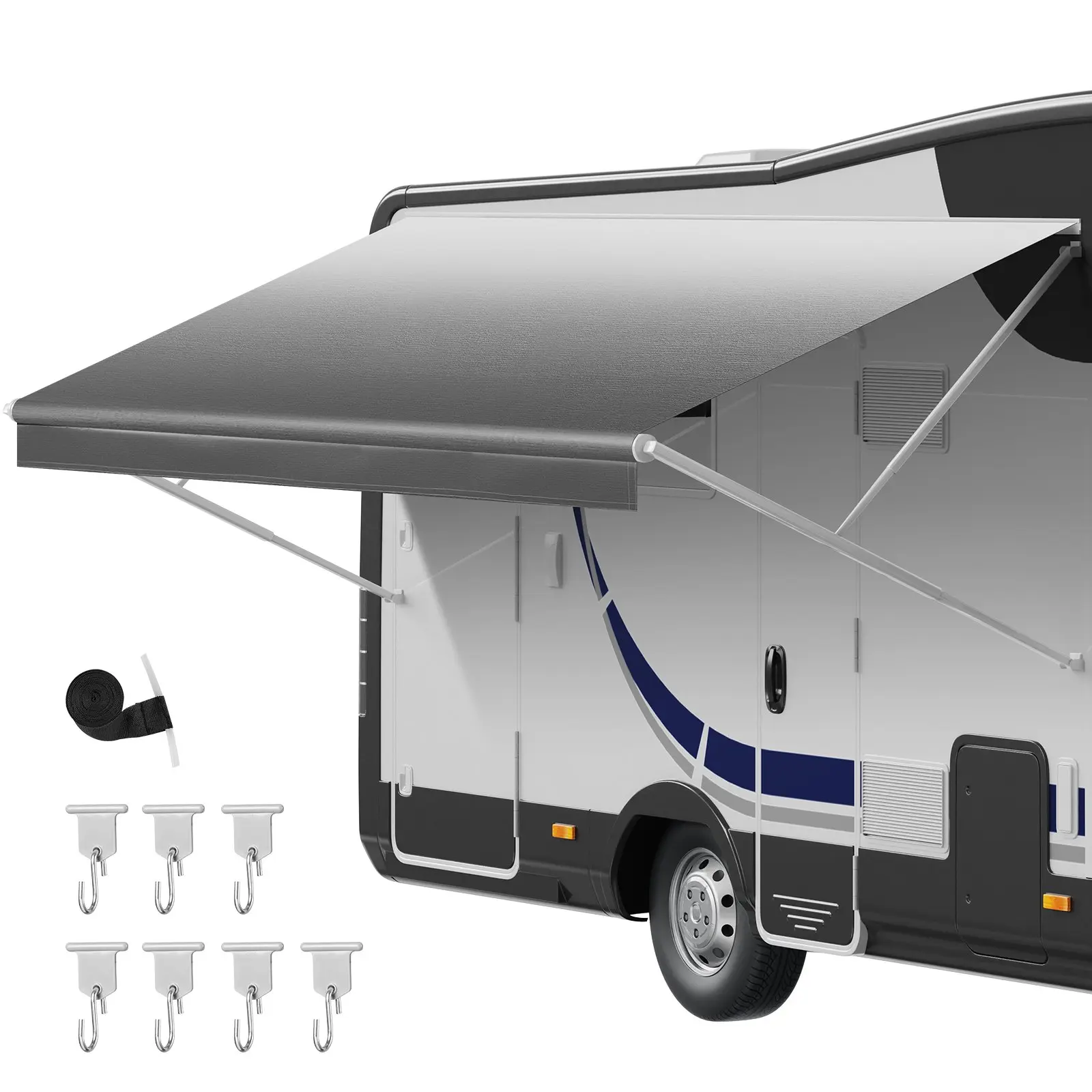 VEVOR RV Awning Fabric Replacement, 17' (Fabric 16'2") 18 oz Heavy-Duty Weatherproof Vinyl Camper Awning Replacement, UPF50+ Protection Waterproof Outdoor Canopy for RV, Motorhome, Trailer, Gray Fade