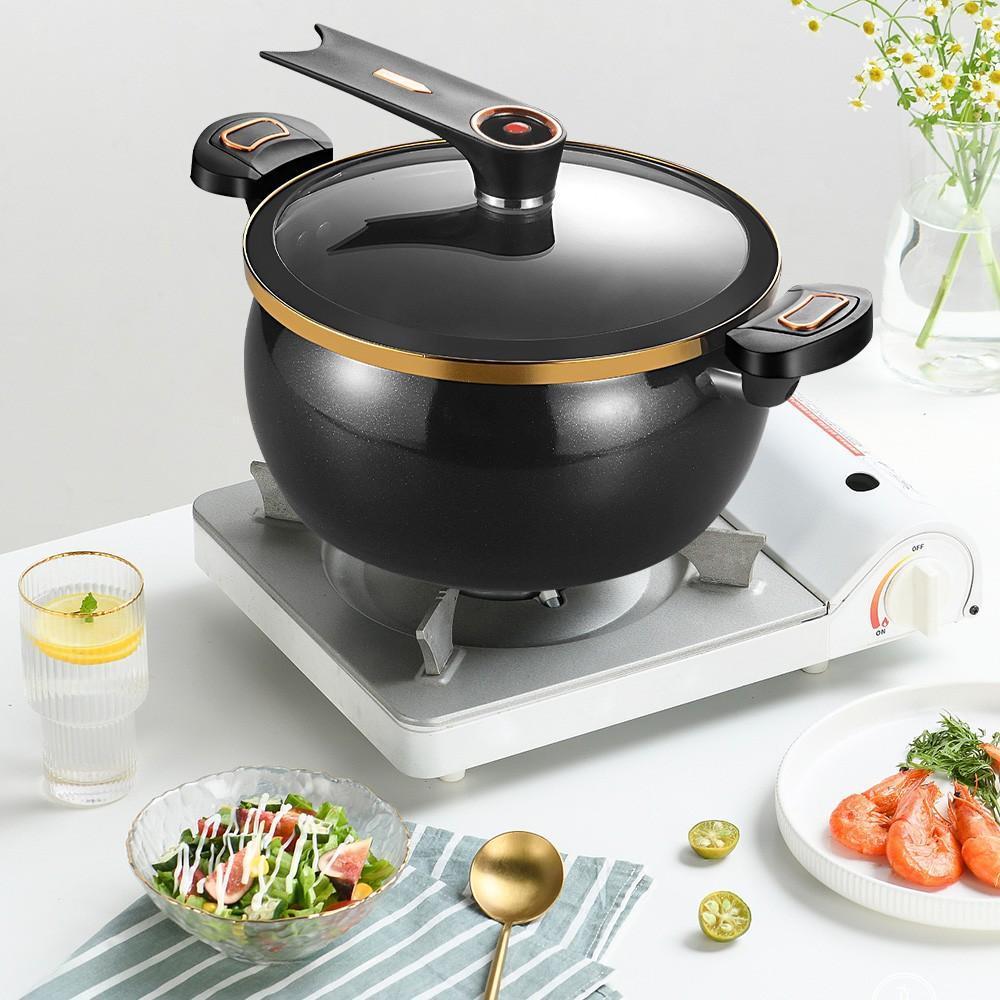 Micro Pressure Cooker 8.45Qt Nonstick Cooking Pot Fast Cooking Kitchen Cookware with Safety Valve Glass Lid for Gas Stovetop#DealsForYouDays