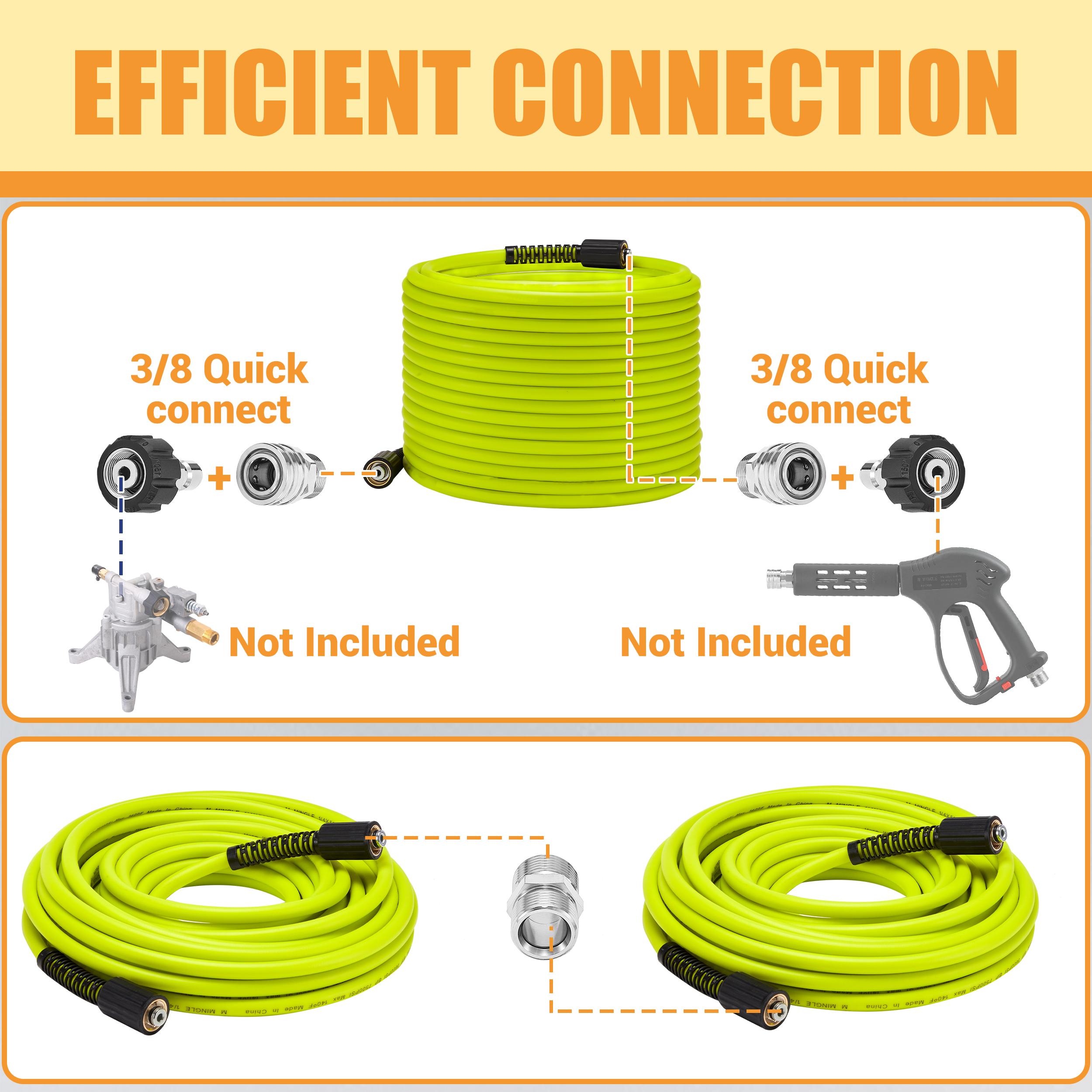 M MINGLE Pressure Washer Hose 50 FT x 1/4" - Replacement Power Wash Hose with Quick Connect Kits - High Pressure Hose with M22 14mm Fittings - 3600PSI,Christmas gifts M MINGLE Pressure Washer Hose 50 FT x 1/4" - Replacement Power Wash Hose with Quick Connect Kits - High Pressure Hose with M22 14mm Fittings - 3600PSI,Christmas gifts