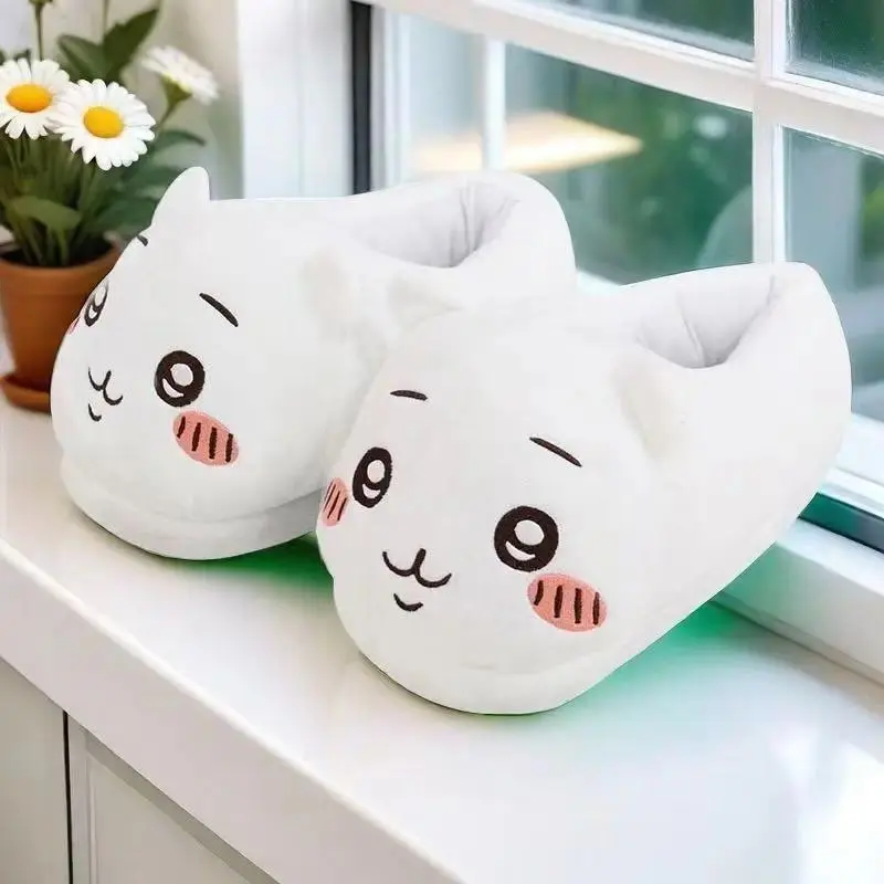Winter Warm Plush Slippers Cute Cartoon jiyi Usagi Hachiware Peripheral Doll Indoor All-inclusive Cotton Slippers Gift