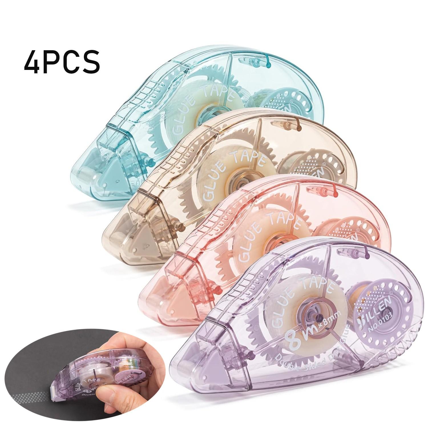 4 Pack Double Sided Tape Rollers for Crafts Scrapbook ,Glue Tape Runner for Kids and Adults,School Office Teacher Supplies (0.31 inch/8mm X 26.25 ft / 8m)