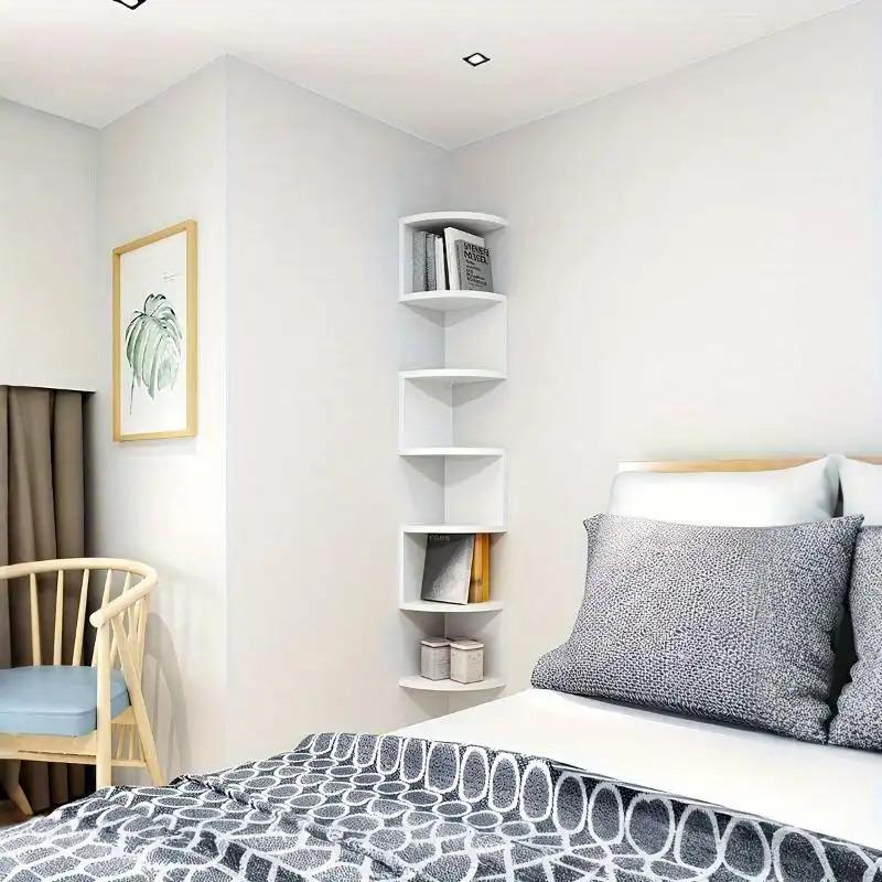 Home corner storage rack, wall triangular hanging storage shelf, corner divider, multi-level bookshelf for walls in kitchen, multi-layer wall-mounted storage, Wall Mounted Organizer