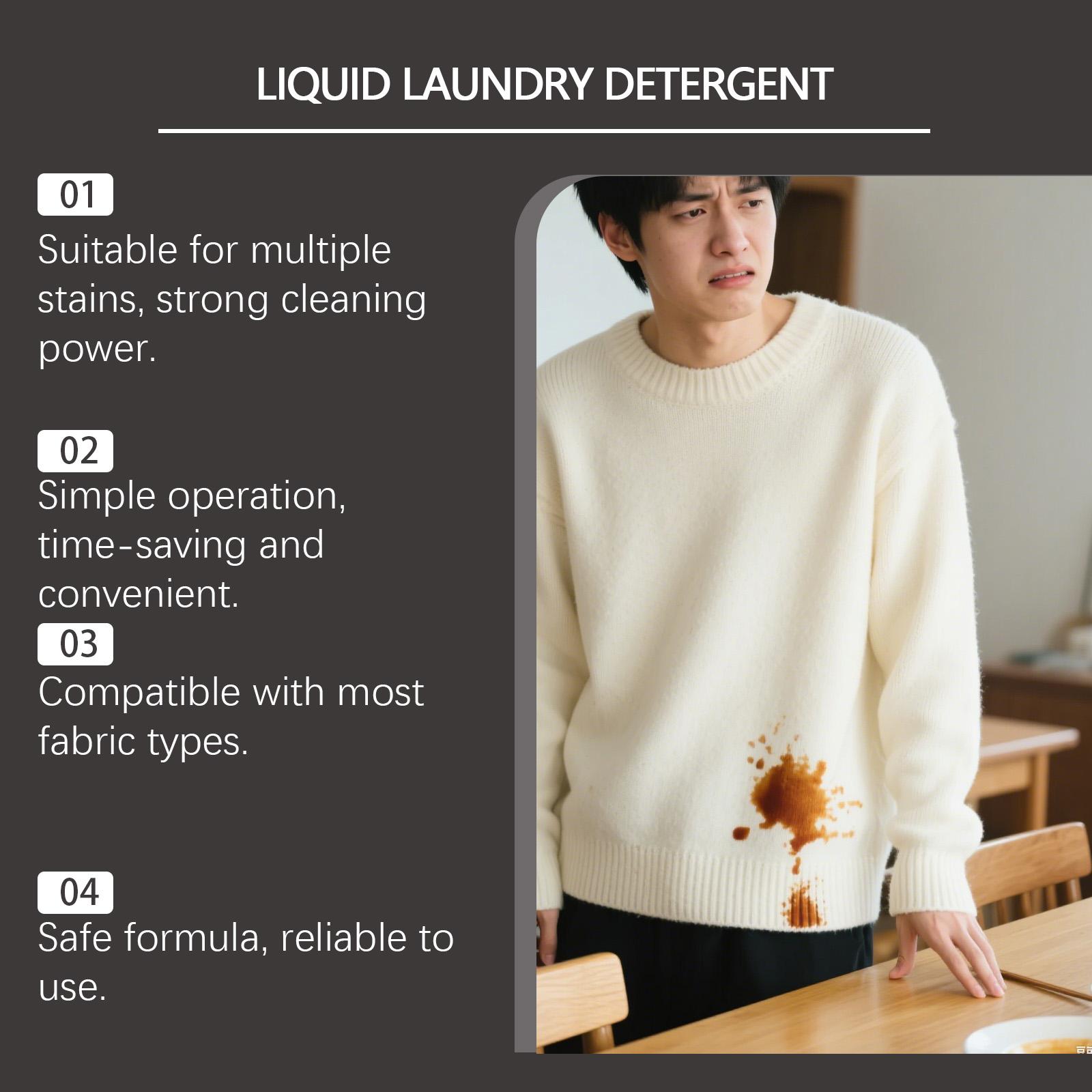 Clothing Cleaner Gentle Grease Stain Remover, Freshen Clothes Care Washing Convenience Daily Cleaning Agent, Easy Use Laundry Detergent