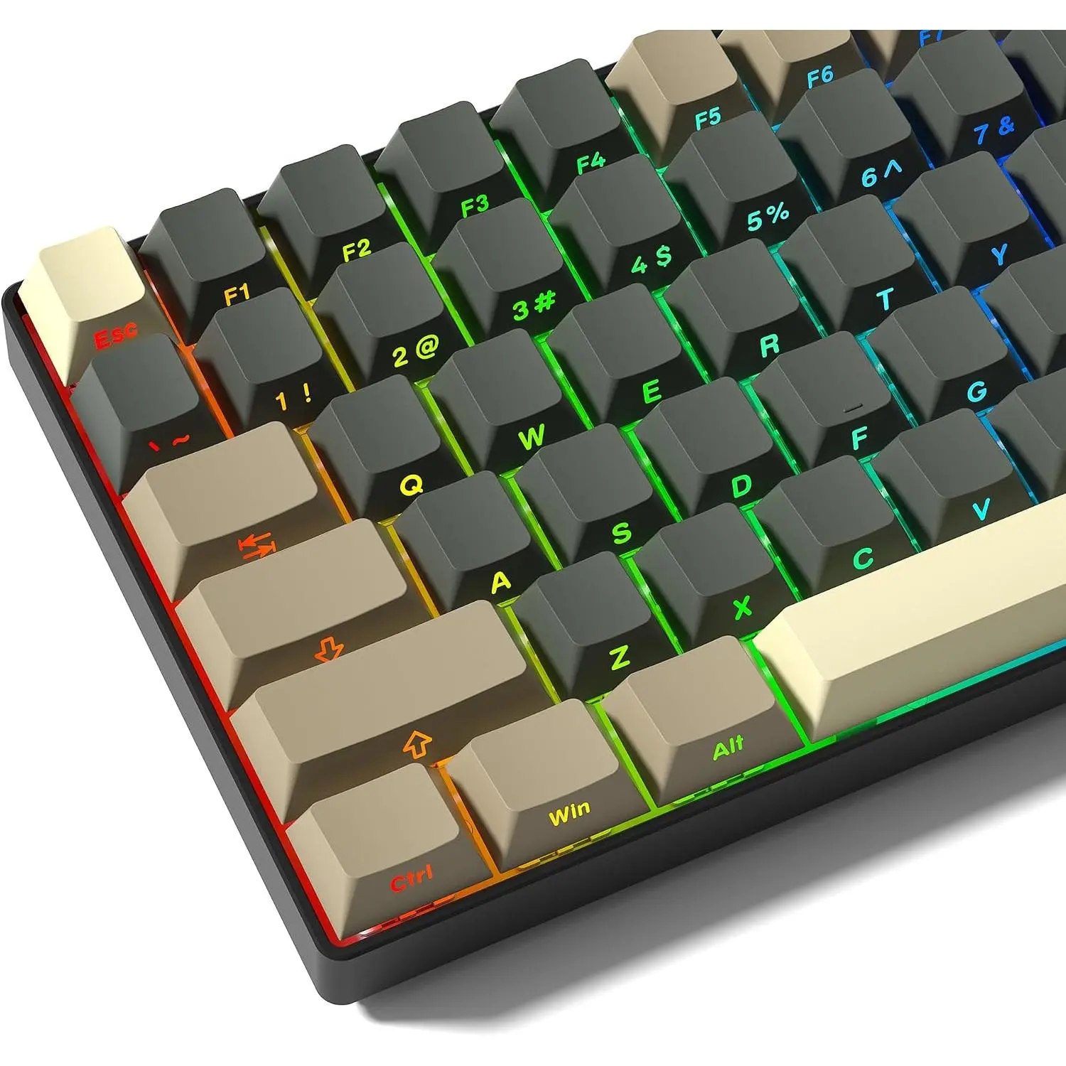 Shine Through Double Shot PBT Keycaps Cherry Retro  Grey Brown