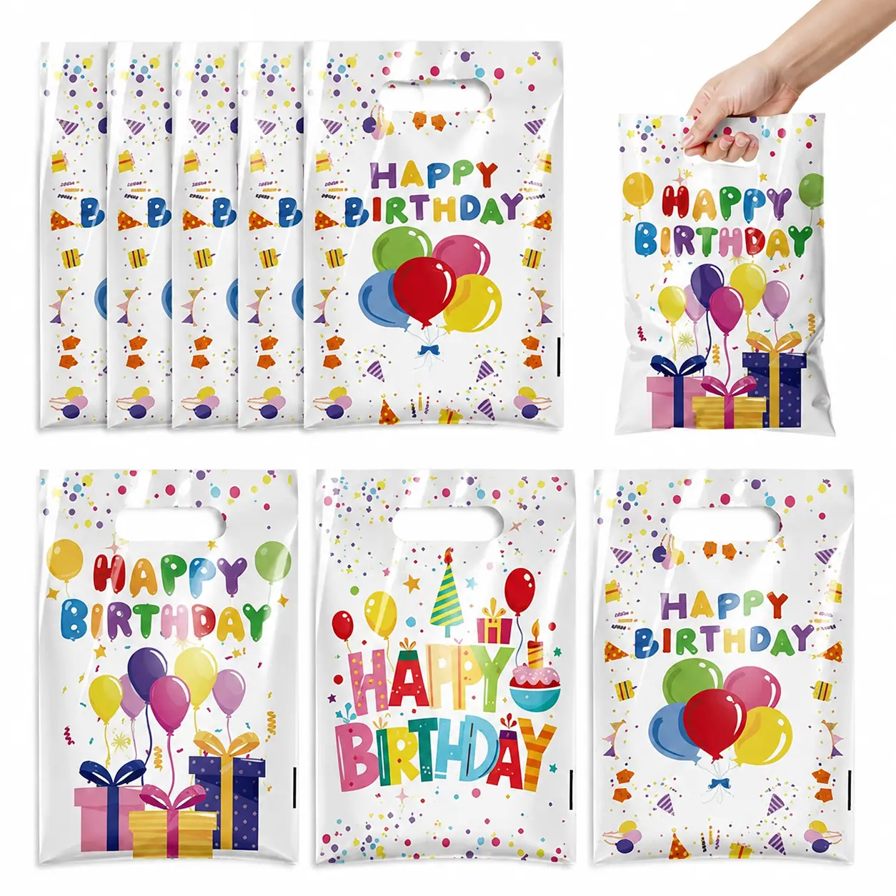 30 Pcs Kids Cartoon Party Favor Bags - Reusable Plastic Handheld Totes, Lightweight Treat Bags for Candy, Toys, Small Gifts - Ideal for Birthday Celebrations, Classroom Events, Parties