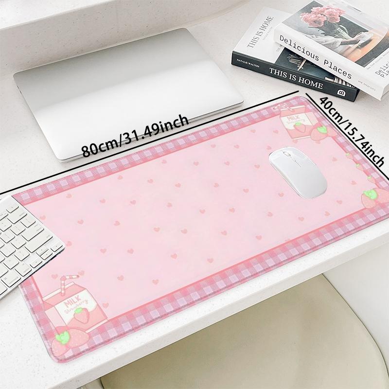 Cute Strawberry Pattern Mouse Pad, Rectangle Gaming Mouse Pad, Office Desk Keyboard Mouse Pad for Home Office Game Room Desk, Cute Desk Accessories