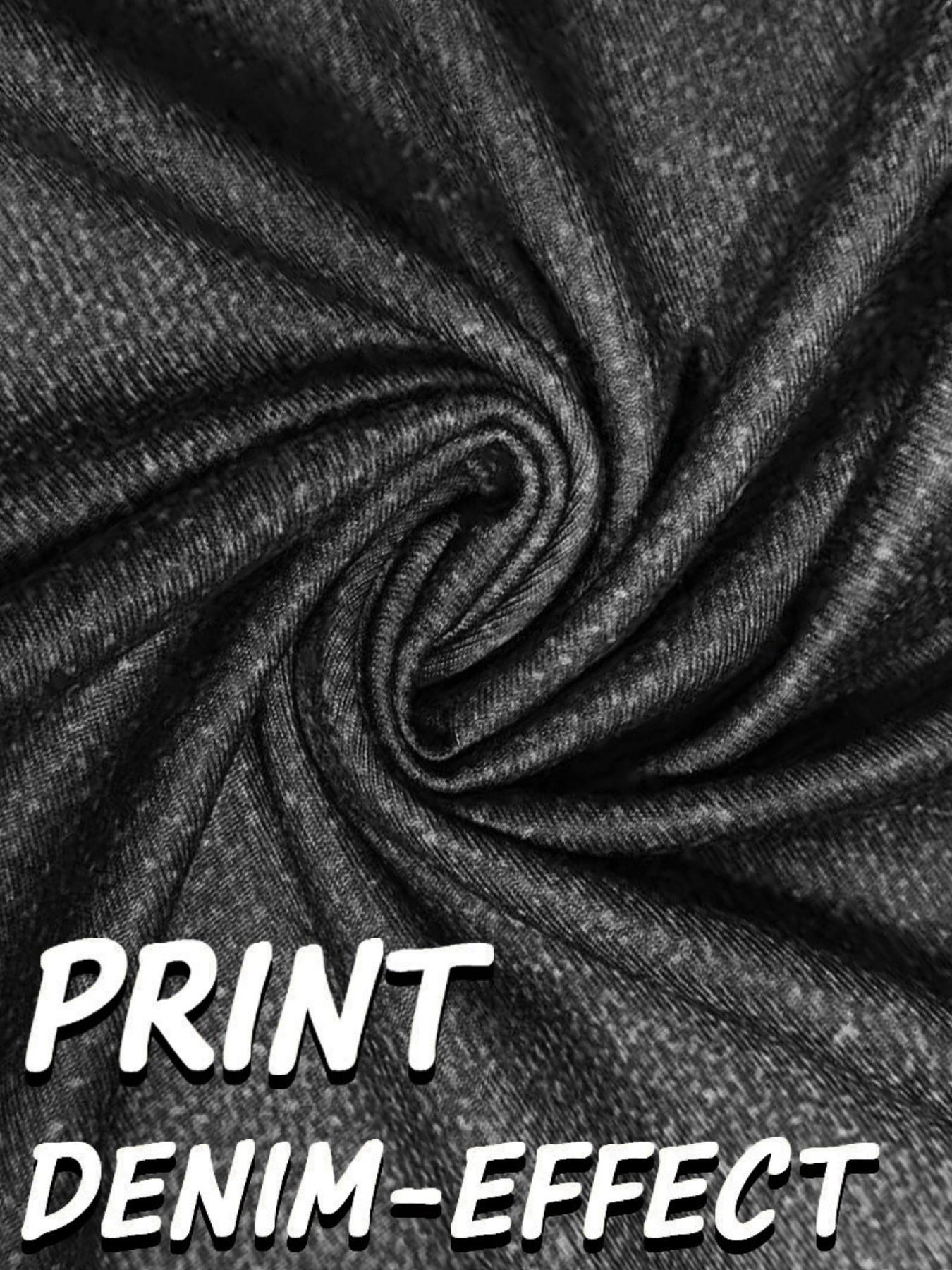 Women's Printed Skinny Pants Non-Denim Fabric, Ladies Seven-Inch Print Jeans-Like Bottoms, All Seasons Fashion