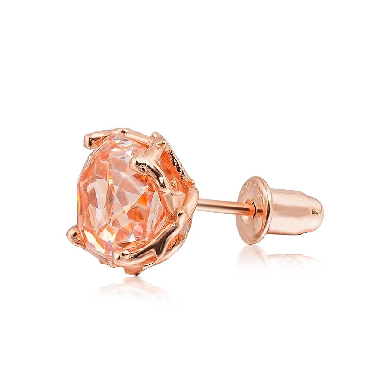 [LUMI96] Sterling Silver Thorn Rose Cut AAAAA+ D Color VVS CZ Stone Stud Earrings, Jewelry for Men Women, Unisex