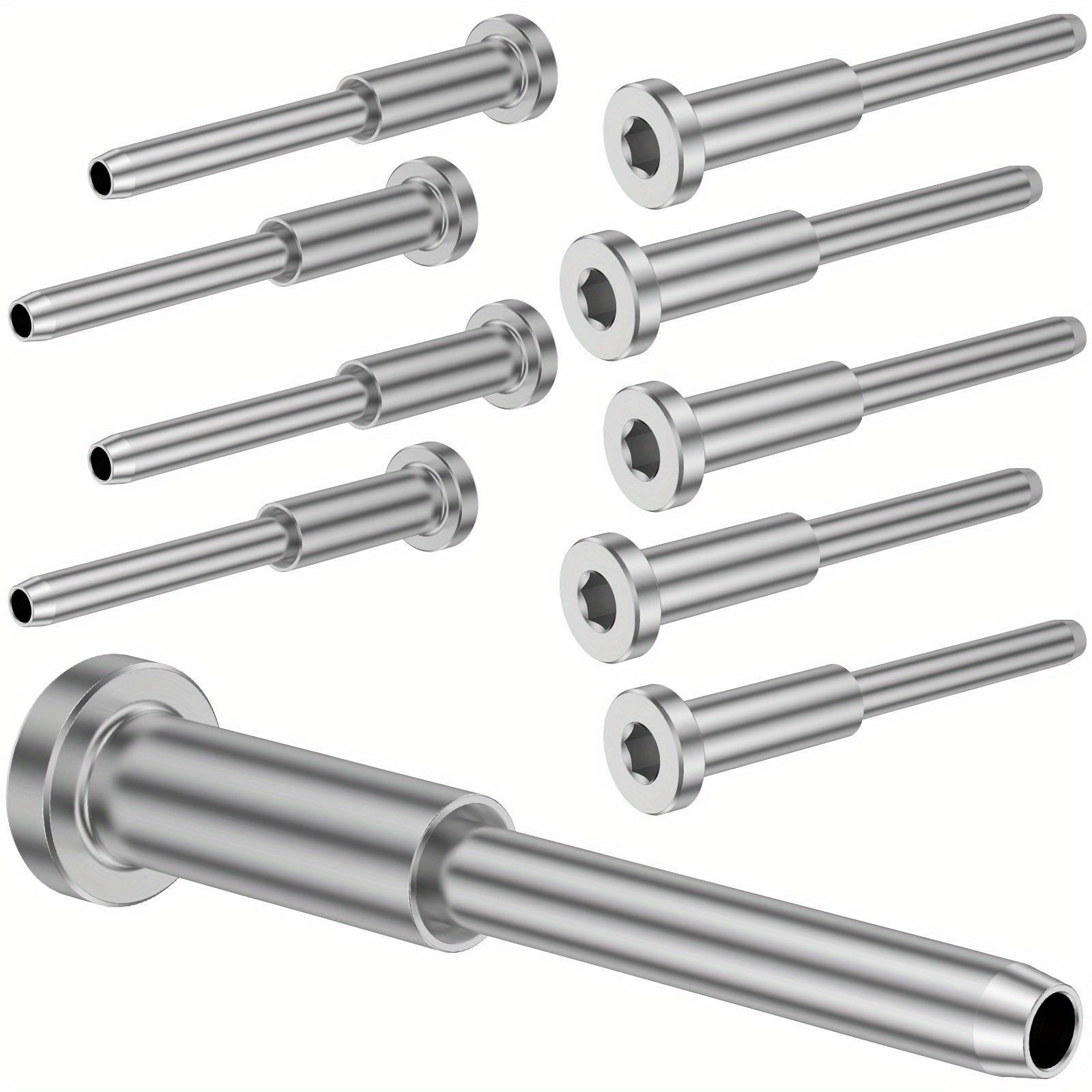 10 - Piece 316 Stainless Steel Invisible Cable Railing Hardware Kit: Receiver and Swage Stud End Set for 1/8" Wire Rope Cable. Ideal for Metal and Wood Columns