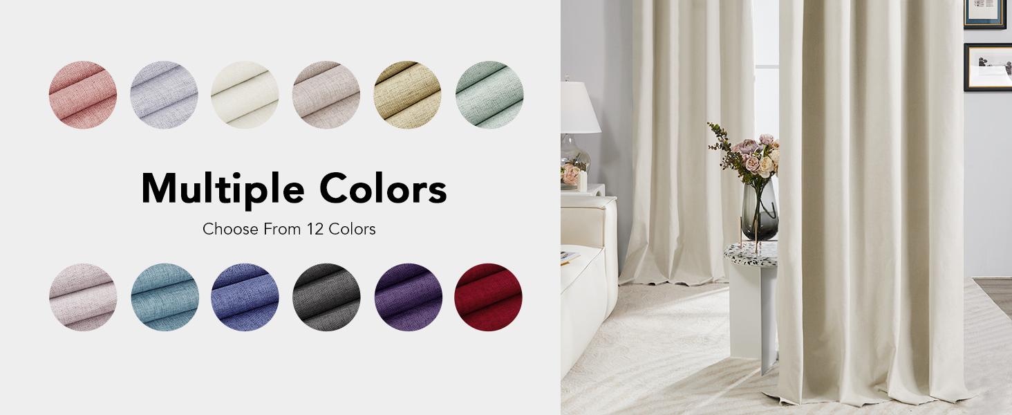 Deconovo 100% Linen Blackout Curtains (2 Panels) – Thermal Insulated, Energy Efficient, Soft Texture, Wavy Drapes for Living Room & Bedroom