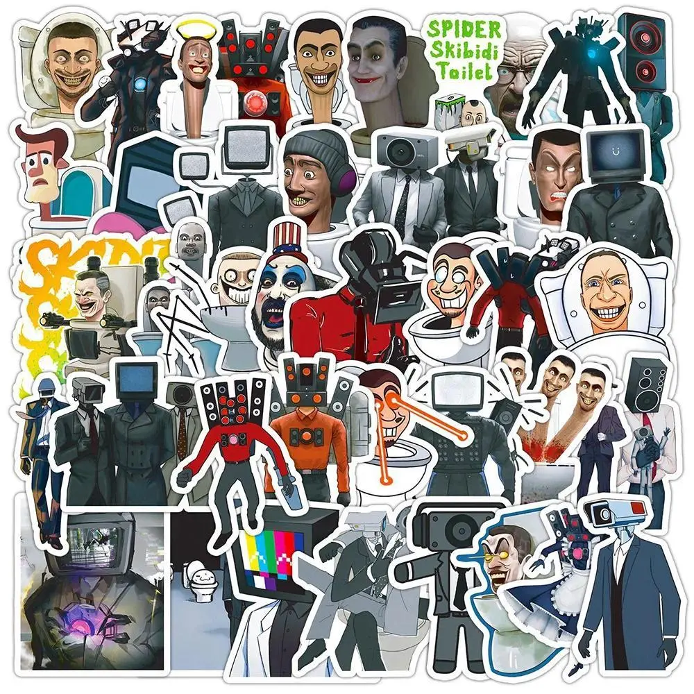 2026 hot item 10/30/50pcs Cool Cartoon Skibidi Toilet Stickers Funny Anime Graffiti Sticker Skateboard Phone Luggage Car Decals Decoration Toy Popular stickers