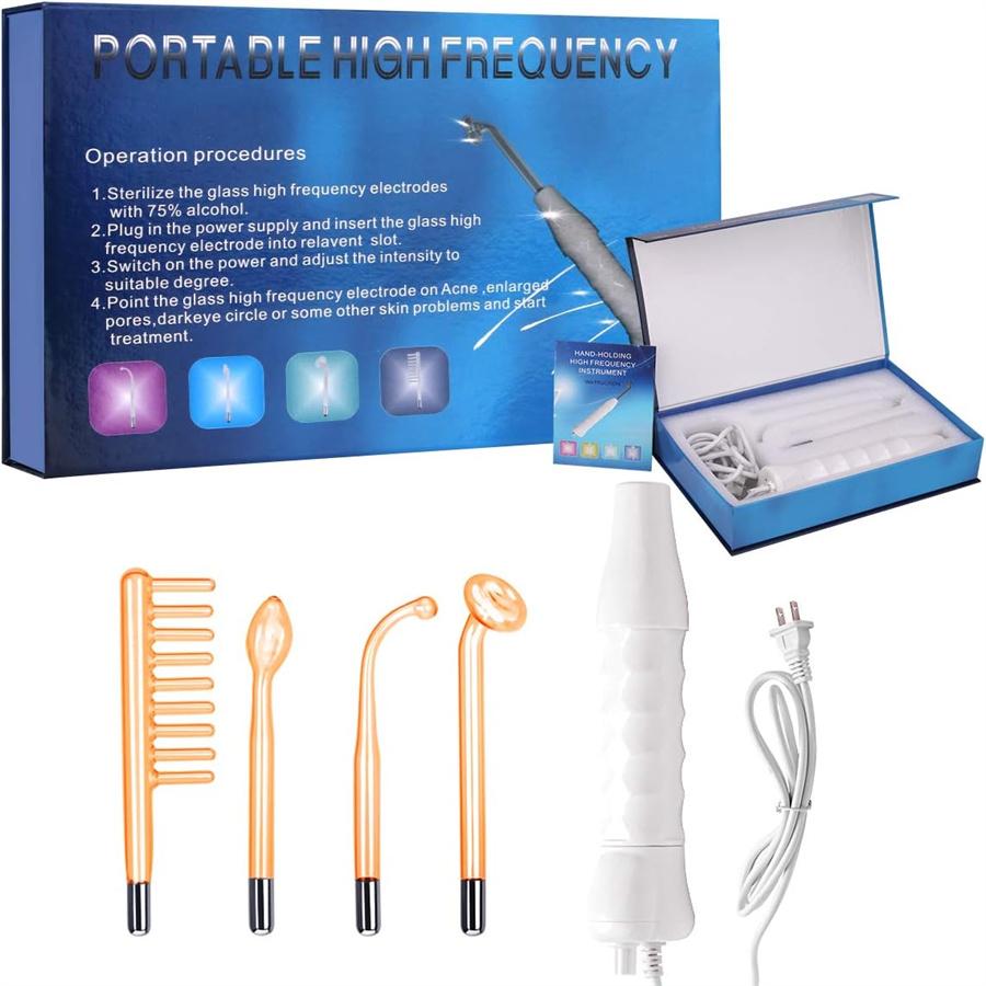 Portable High Frequency Electronic Massager Set, Us Plug, Four-Piece Beauty Instrument Kit, Facial & Body Massage Device