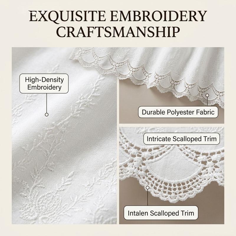 French Lace Curtain, Lace Fabric, Hollow Design, Wrinkle-Resistant, Easy Wash, Quick Dry, Sunlight Resistant, Kitchen/bathroom/patio