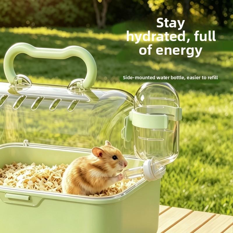 Transparent Acrylic Hamster Cage, Large Portable Travel Handheld Pet Carrier, Ideal for Golden Syrian and Flower Dormice, Easy to Carry, Healing Companionship