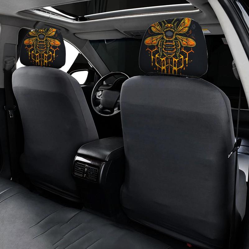 2pcs 11x10.2 inch Bee Pattern Car headrest covers, Car seat decorative, Universal,easy to install,durable car interior seat accessories.Suitable for daily commutes and travel,these are ideal gifts for car enthusiasts,0112LYY