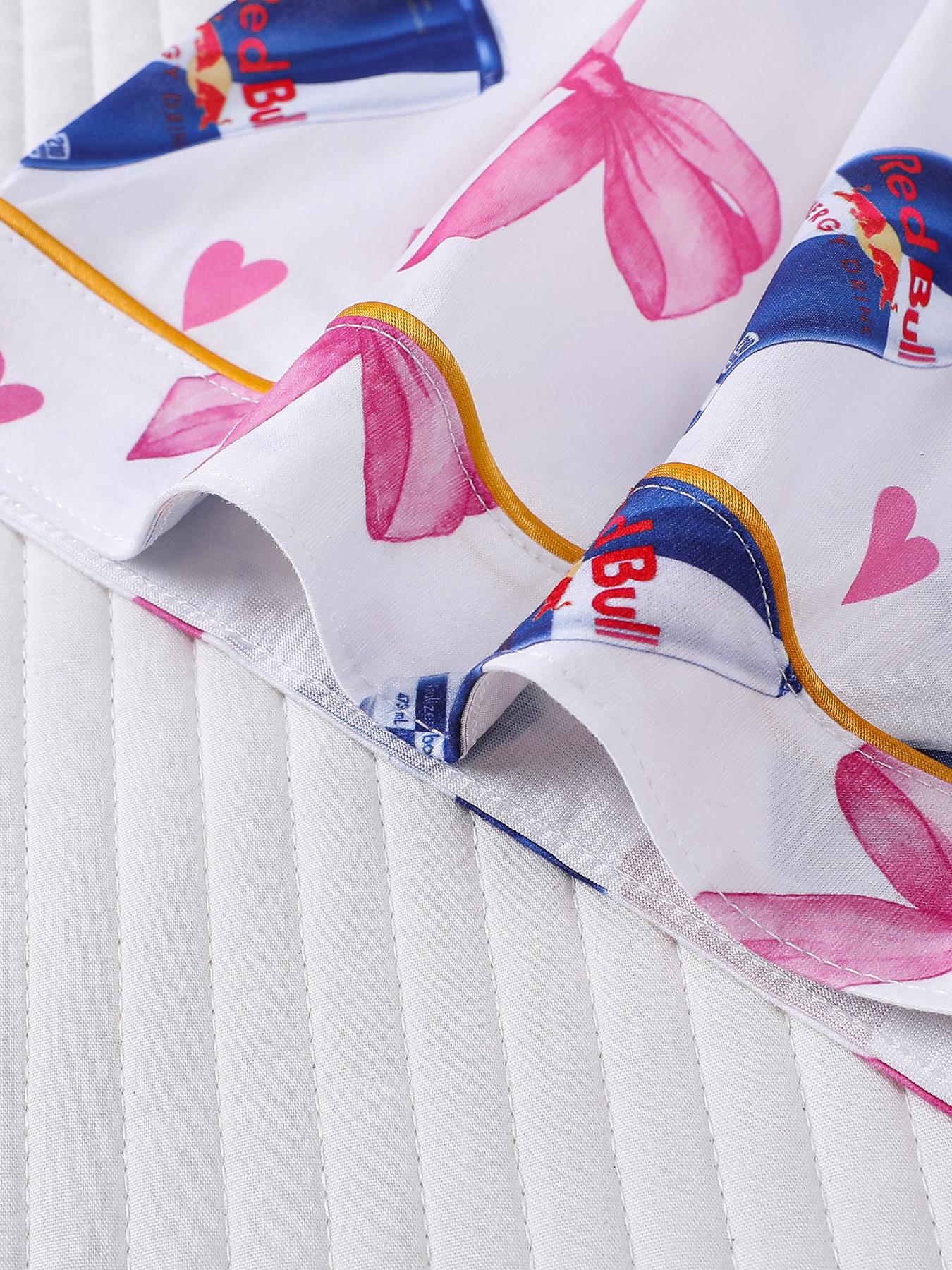 2-piece women's full body pink bow love drink bottle short sleeved shorts soft and comfortable skin friendly smooth top small pocket button closure elastic waistband suitable for all seasons home casual wear pajamas