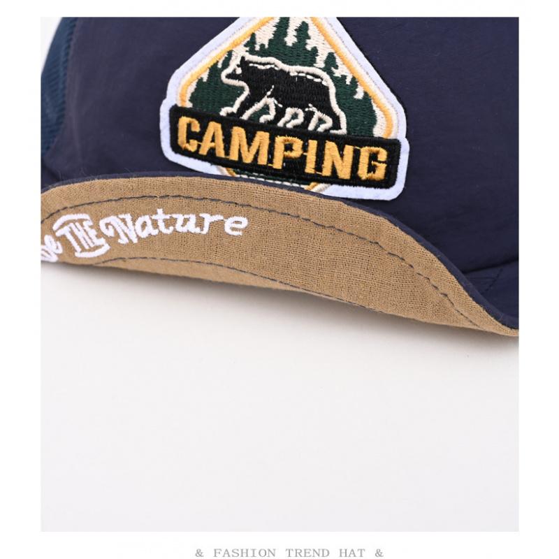 American retro style rolled brim short-brim mesh baseball cap for men and women, summer outdoor sunshade, quick-dry, breathable, sun-protective, soft-brimmed baseball cap