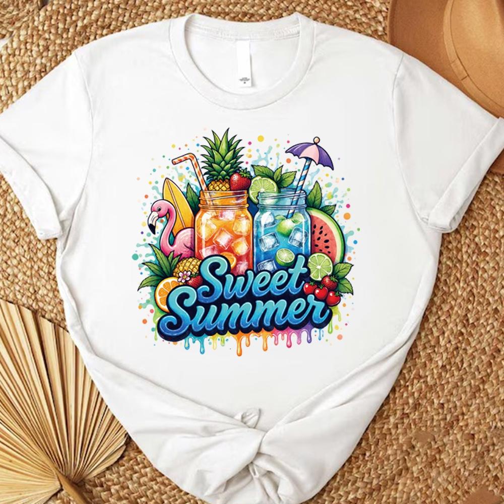 Summer Dopamine Beach Style Heat Transfer Sticker, T-Shirt Transformation, Washproof, High Durability, DIY Fashion, Tropical Summer Crafts, DIY Crafts Supplies