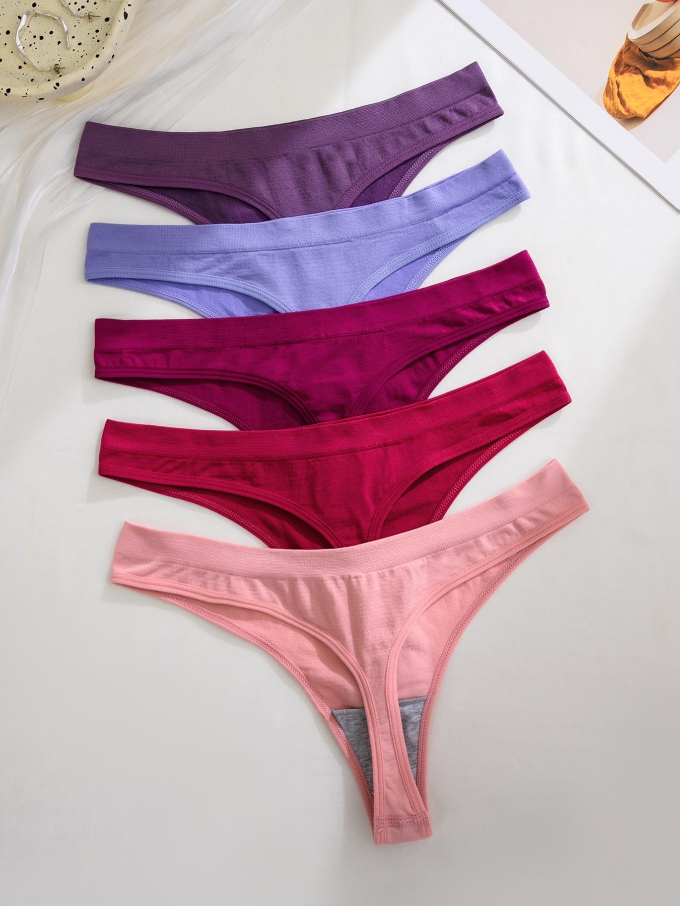 Women's Solid Color Seamless Thong, Casual Comfy Panties, Soft Comfy Breathable Panty for Daily Wear, Ladies Underwear for All Seasons