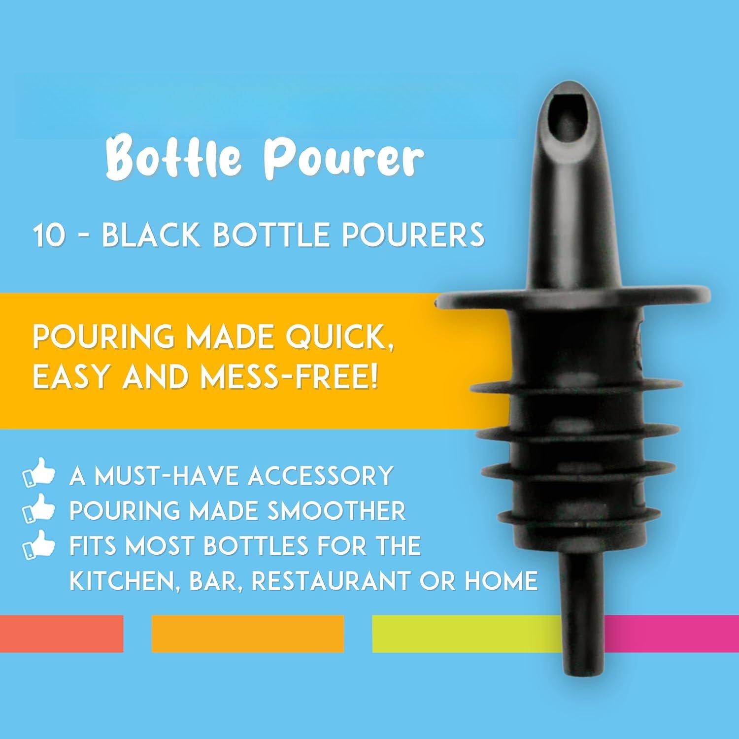 Syrup  Control Bottle Pourers, 10-Pack | Professional Pour Spouts, For Snow Cone & Drink Flavors