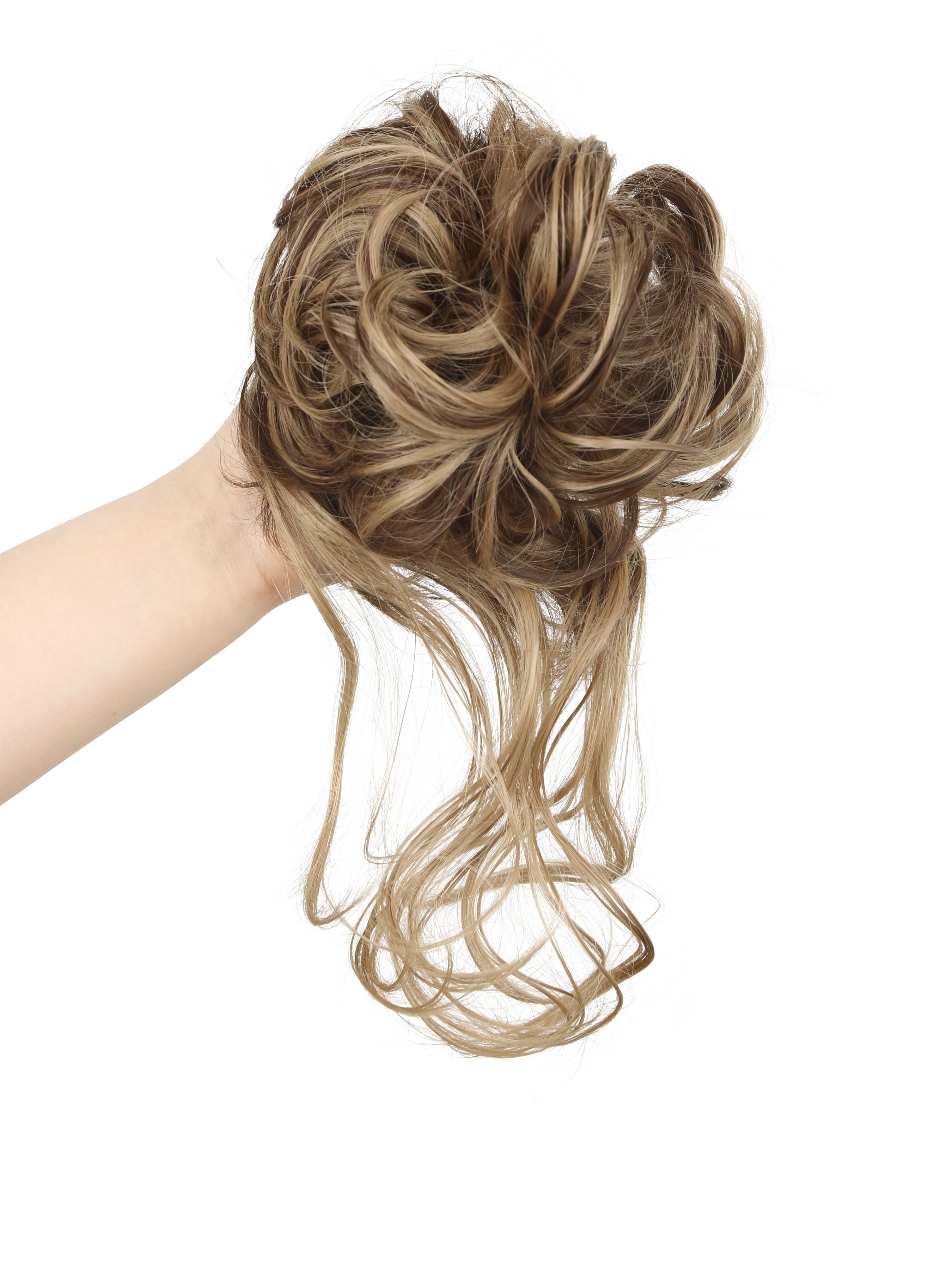 10 INCH Messy Bun Synthetic Extension Hair Piece Tousled Updo Hair Buns Extension Elastic Hair Band Hair Pieces Synthetic Curly Hair Bun Scrunchie Wavy Synthetic Hair For Women Girls