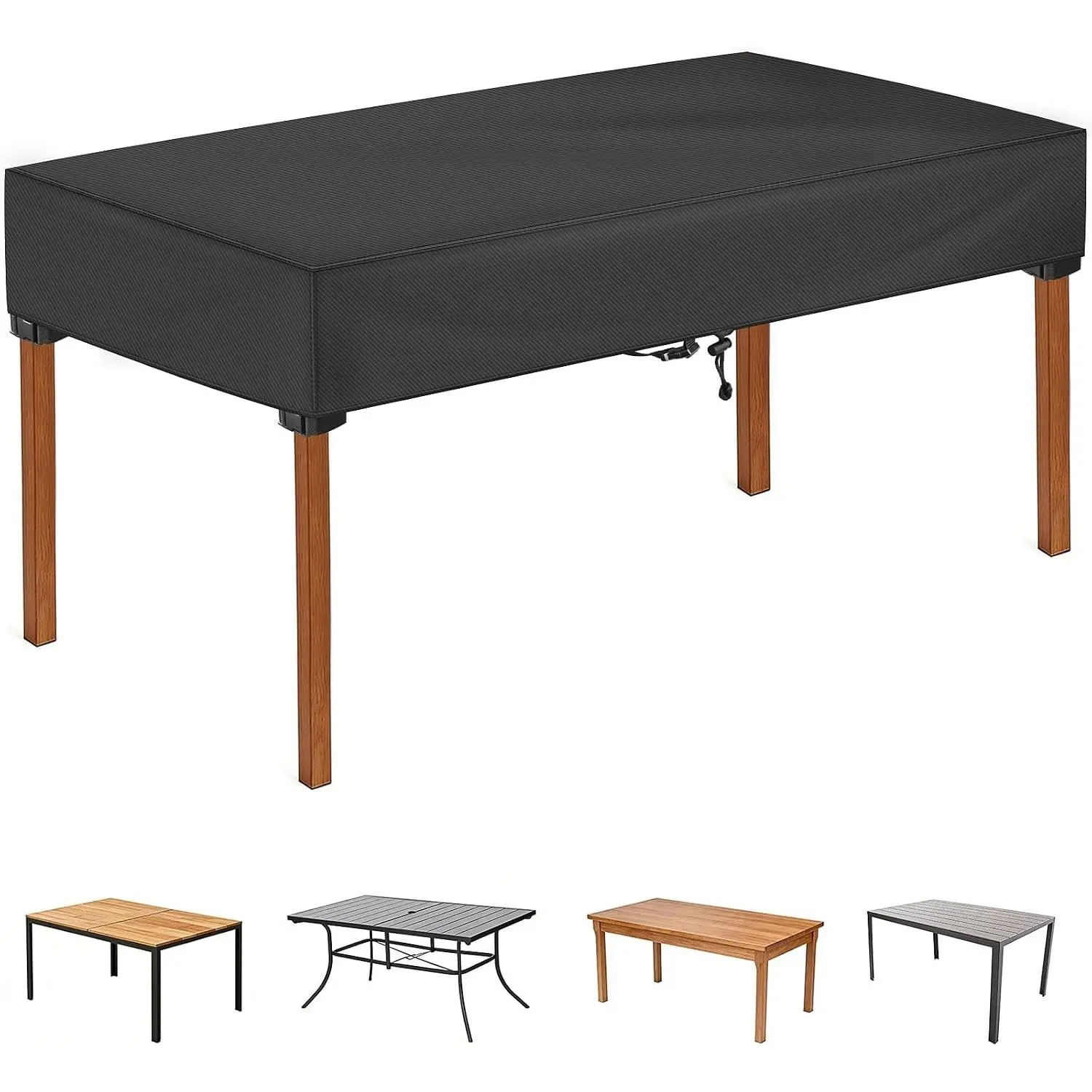 Rectangular Outdoor Table Covers Waterproof, Anti-UV Patio Table Cover for Outdoor Furniture, Windproof Outside Dining Table Cover, Patio Furniture Cover 60" L x 38" W x 6" H