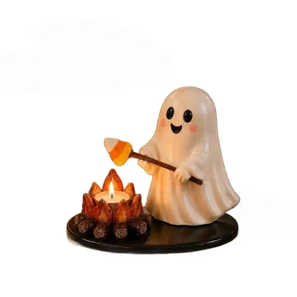 Halloween Campfire Candle Holder, Ghost Resin Stand, Small Statue Decoration, Handmade Resin Candle Holder, Halloween Tea Candle Rack, Tea Light Candles Holder