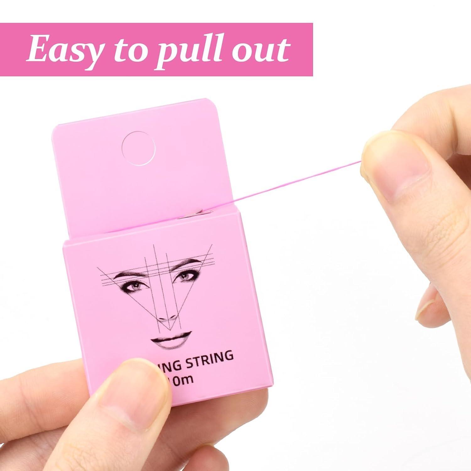 ATOMUS Eyebrow Mapping String 3 Pack Pre-inked 10m(32ft) Microblading String for Brow Marking 3 Colors Black White Pink Measuring String for Eyebrow Makeup