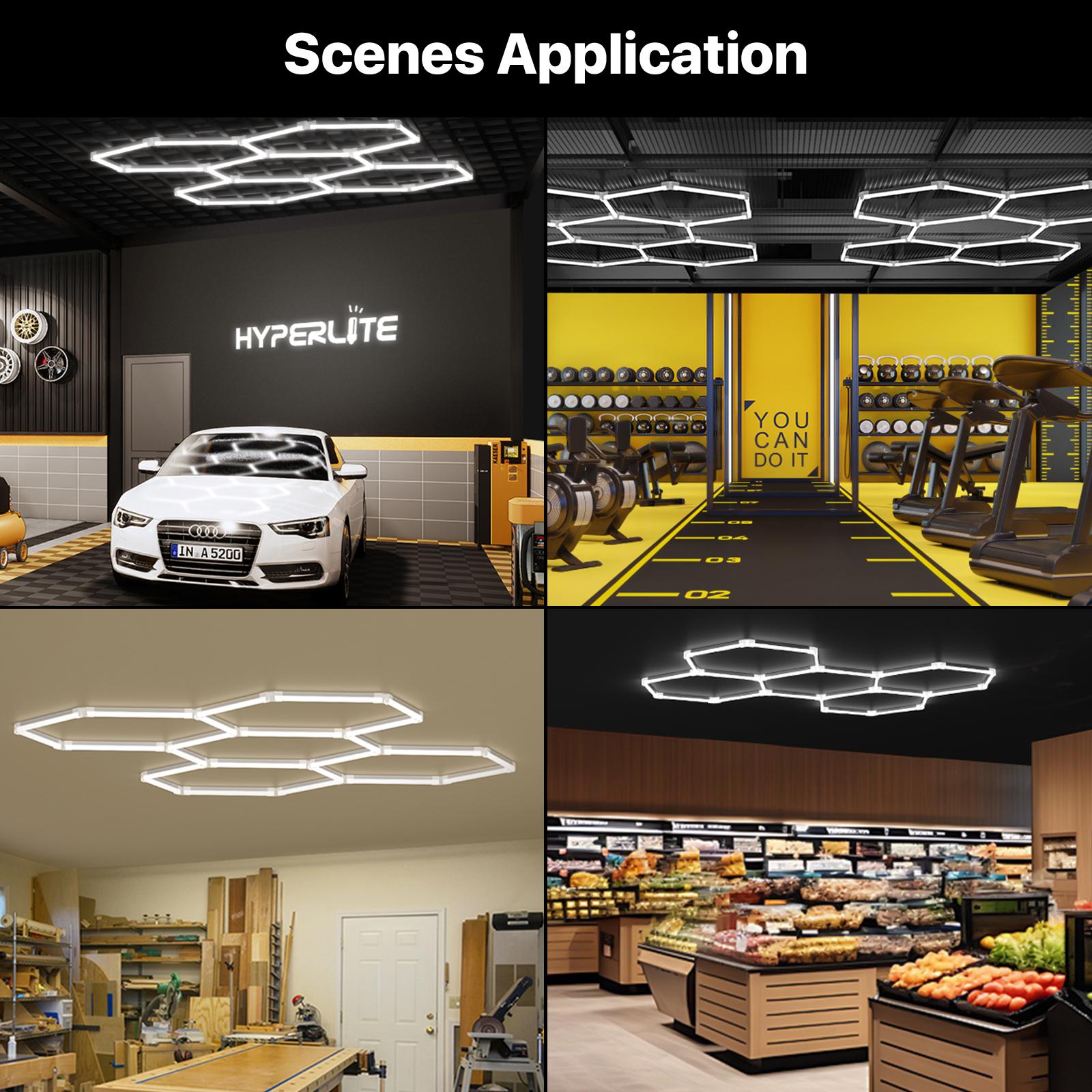 HYPERLITE 2025 New DIY Plug-in Hexagonal Ceiling Light, Honeycomb Ceiling Light, Ultra Bright , Hexagonal Garage Light suitable for garages, supermarkets, shopping malls, car shows, basements, ideal for Led Backlit Led Lighting，memorialday summervibes