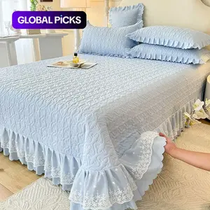 French Princess Bedding Set, Bed Sets, 3-Piece (1 Fitted Sheet + 2 Pillowcases), Polyester Fiber, Elegant Bedroom Decor, All Seasons Use