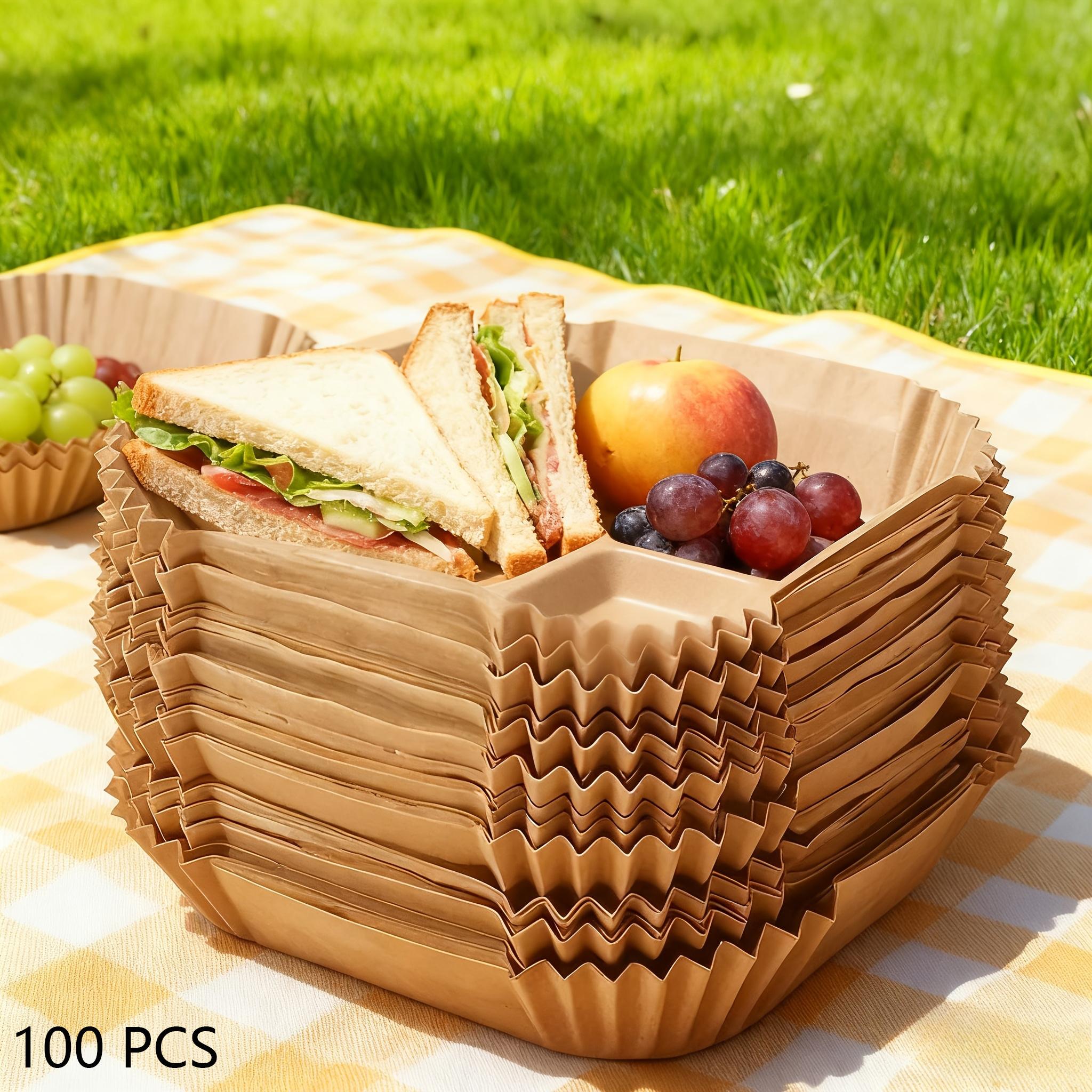 100 Large Baking Papers, Non-Stick Microwave Safe, Pre-Cut Rounded Edges, Compatible with Oven and Deep Fryer, Ideal for Cooking