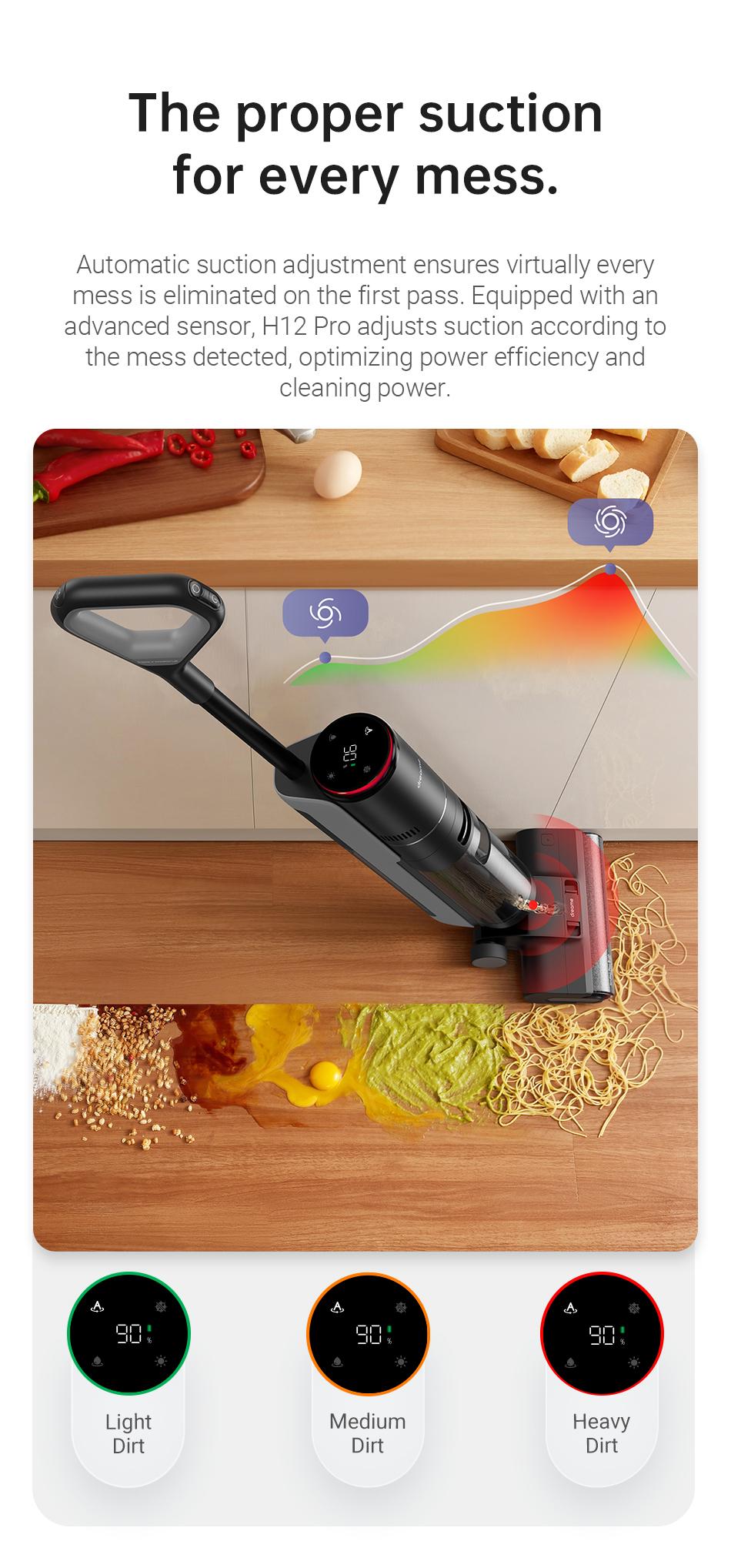 DREAME H12 PRO Series I Wet Dry Vacuum Cleaner, Smart Floor Cleaner Cordless Vacuum and Mop for Hard Floors, One-Step Edge to Edge Cleaning with Hot Air Drying Black