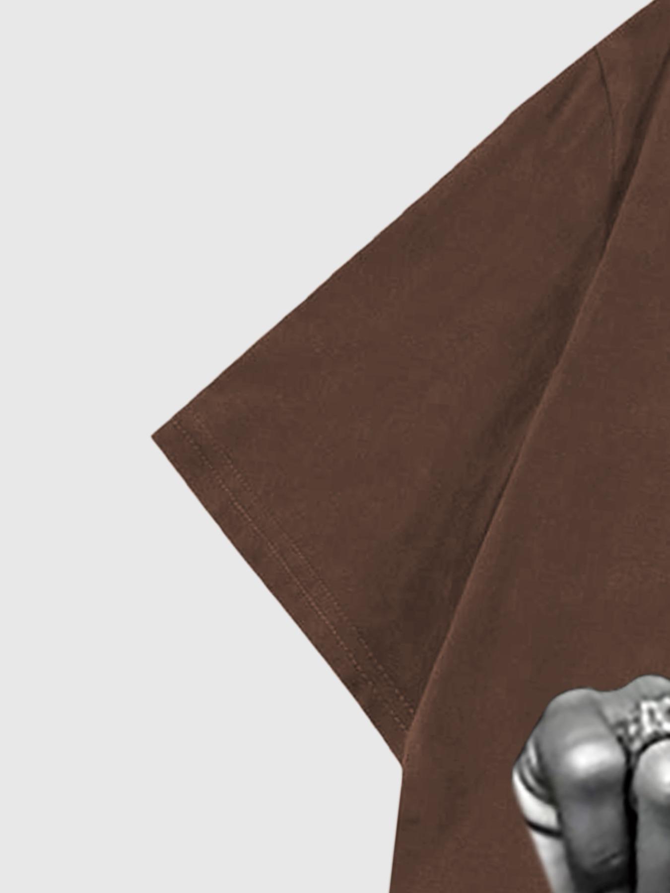 Men's Regular Fit Hand & Star Print Short Sleeve Graphic Tee, Casual Street Round Neck T-shirt for Summer, Men's Top for Daily Wear, Tropical