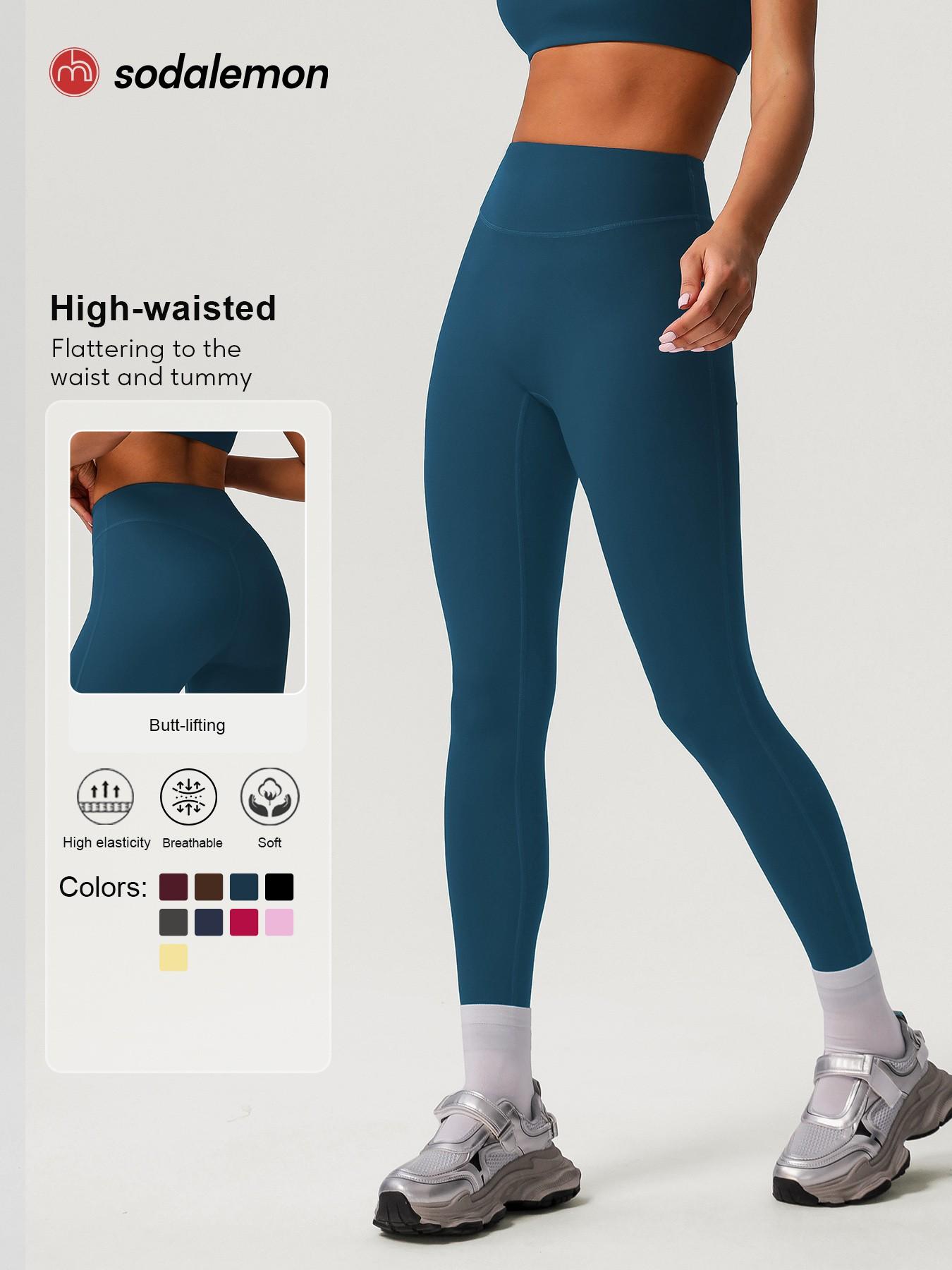 Women's Solid High Waist Sports Leggings, High Waisted Leggings, Casual Comfy Breathable Skinny Pants for Yoga Gym Workout Running, Ladies Sportswear for All Seasons, Womenswear