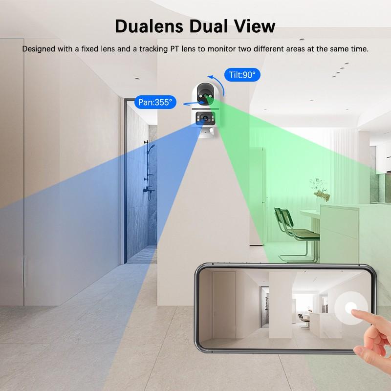 (2-Pack) Smart Security Camera Outdoor/indoor, 2.5k Resolution, 360° Pan/tilt, Motion Detection, Color Night Vision, WiFi Connectivity