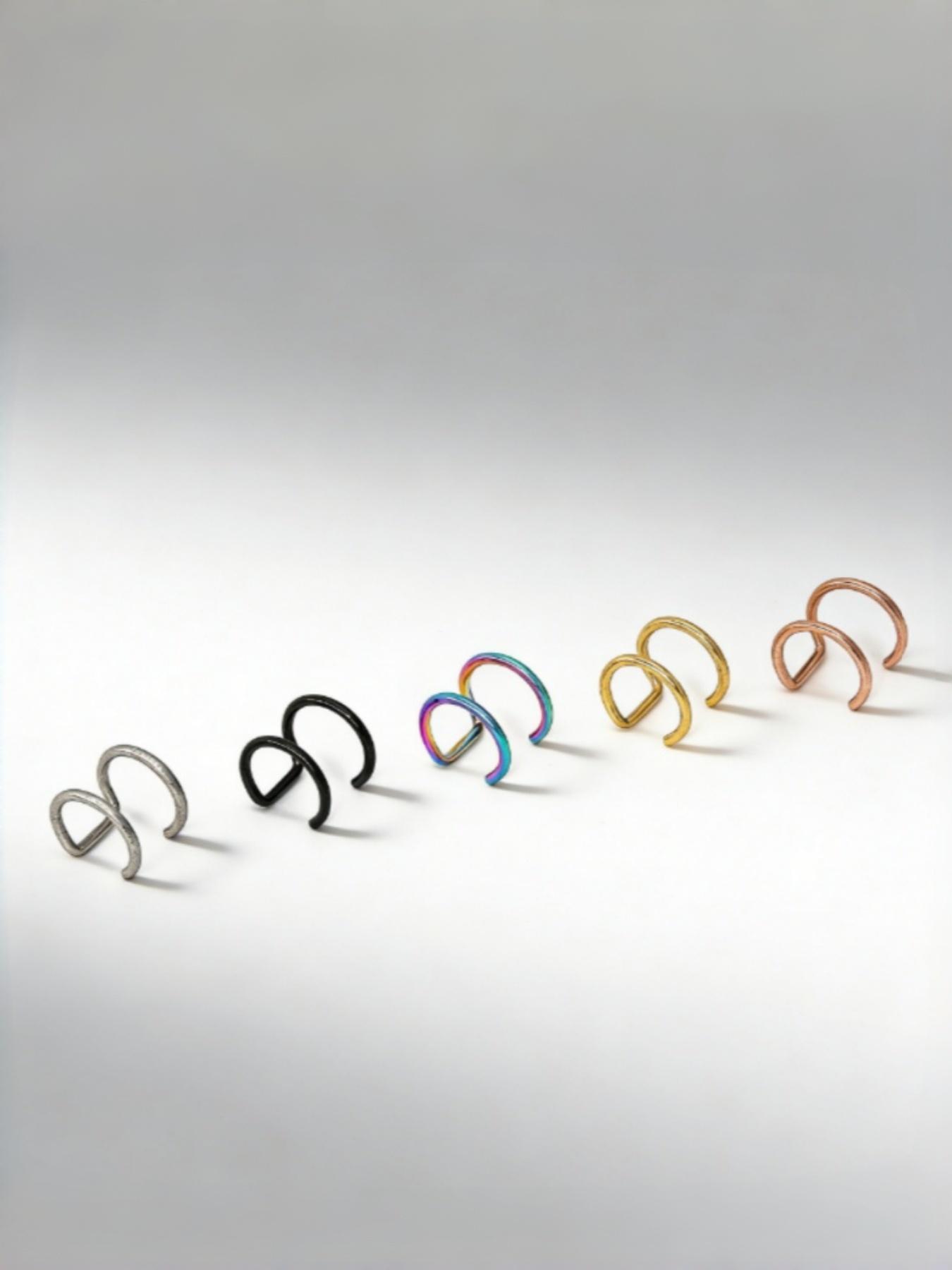 5Pcs U-Shaped Ear Cuff & Lip Clip Set – Rounded Tip Non-Scratch, No Piercing Cartilage Hoop, Fake Lip Ring, Adjustable 5 Colors, Singles Day New Year Gift