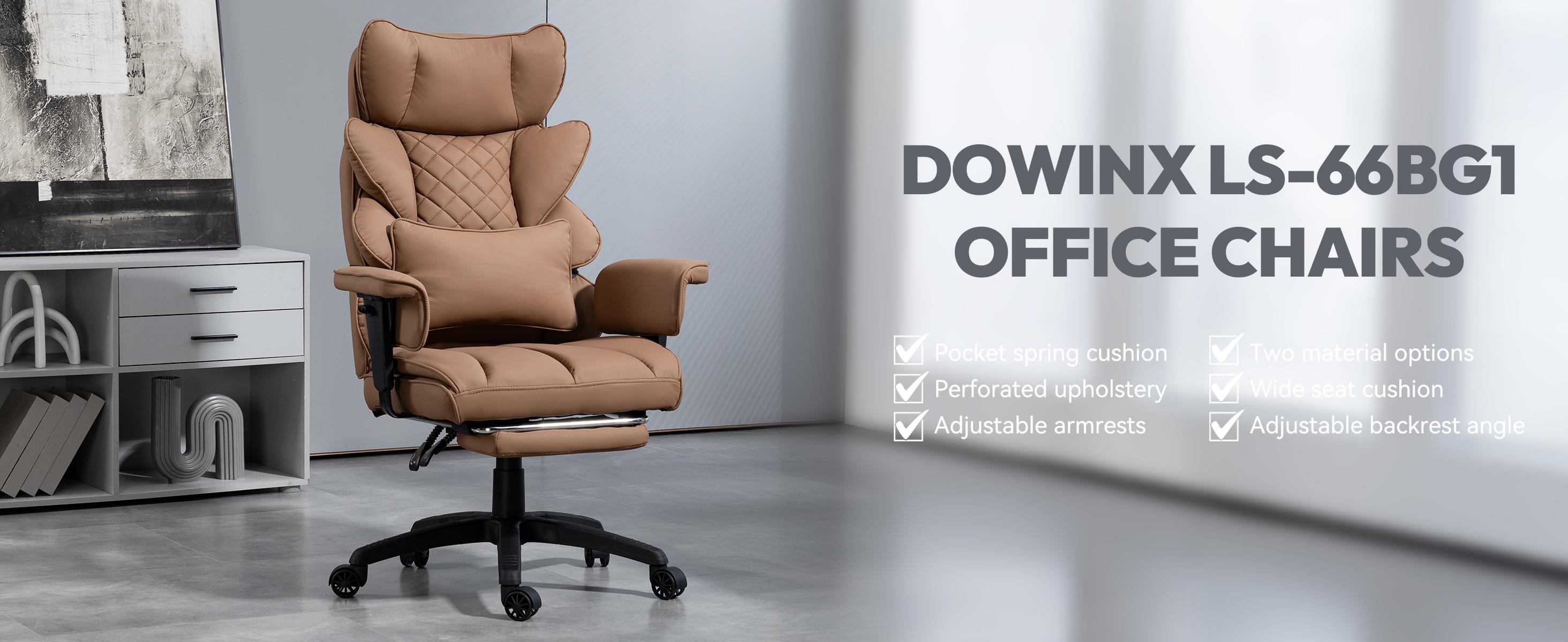 Dowinx Big and Tall Office Chair，High-Back Executive Gaming Chair with Pocket Spring Cushion, Adjustable Lumbar Support, Armrests & Footrest