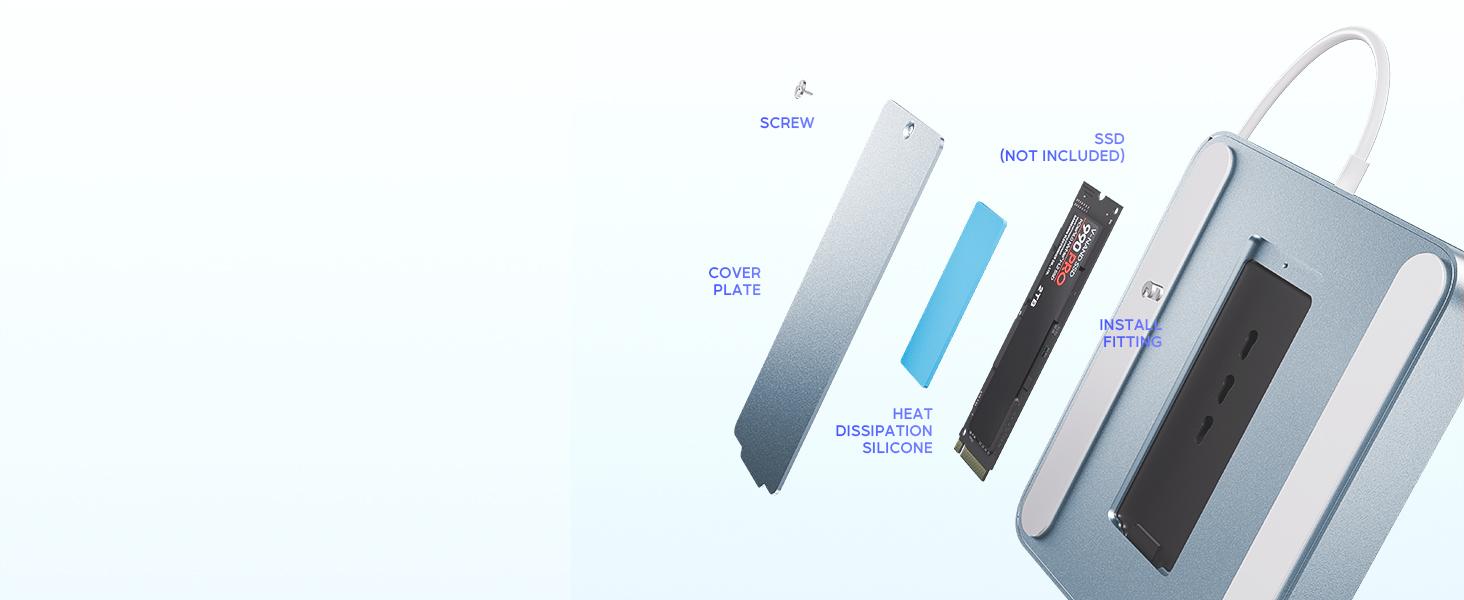 PULWTOP USB C HUB for iMac 24 inch 2021/2023/2024, PULWTOP iMac Accessories for iMac M1/M3/M4 with USB C 10Gbps 3*USB A SD/TF, Docking Station Support Expand M.2 SSD (Not Included),Green