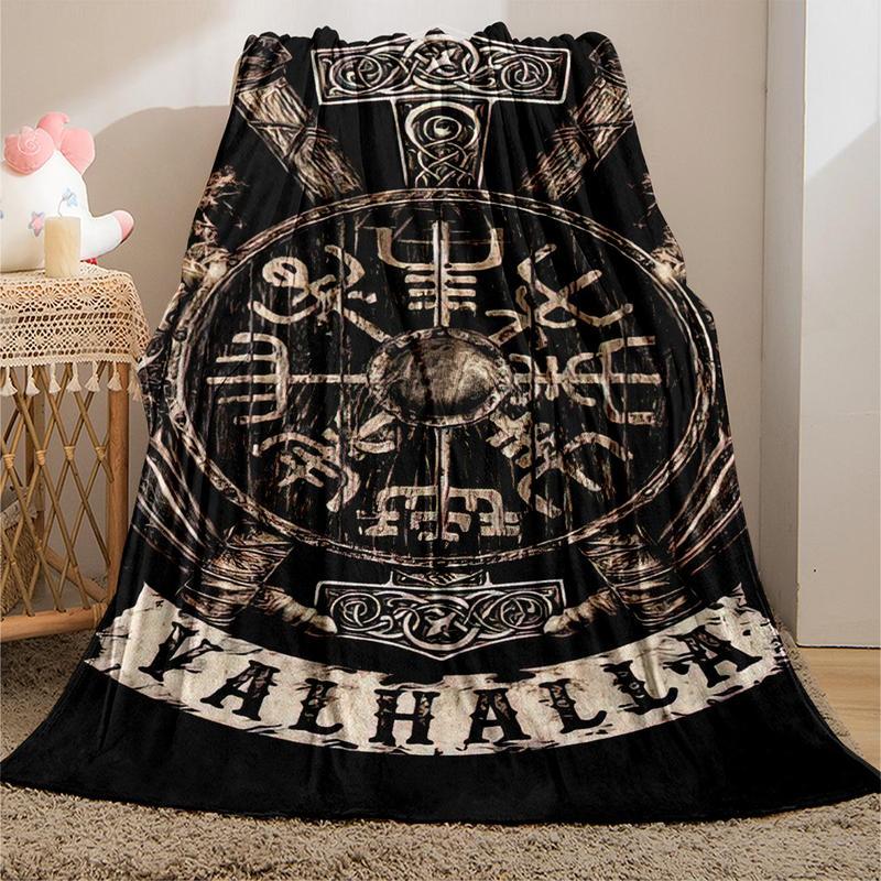 Viking Valhalla Pattern Blanket, Soft Warm ThrowBlanket,Air-conditioned Room Blanket, WarmNap Blanket for Home Office Travel Camping