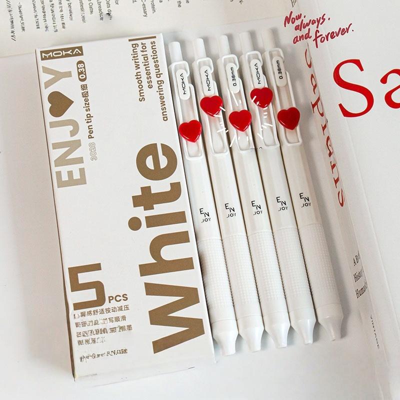 Heart-Shaped Click Pen Set, Smooth Writing Experience, Ink, Heart Feature, 0.38mm Tip, Durable Plastic Material, Ideal for Education and Professional Use